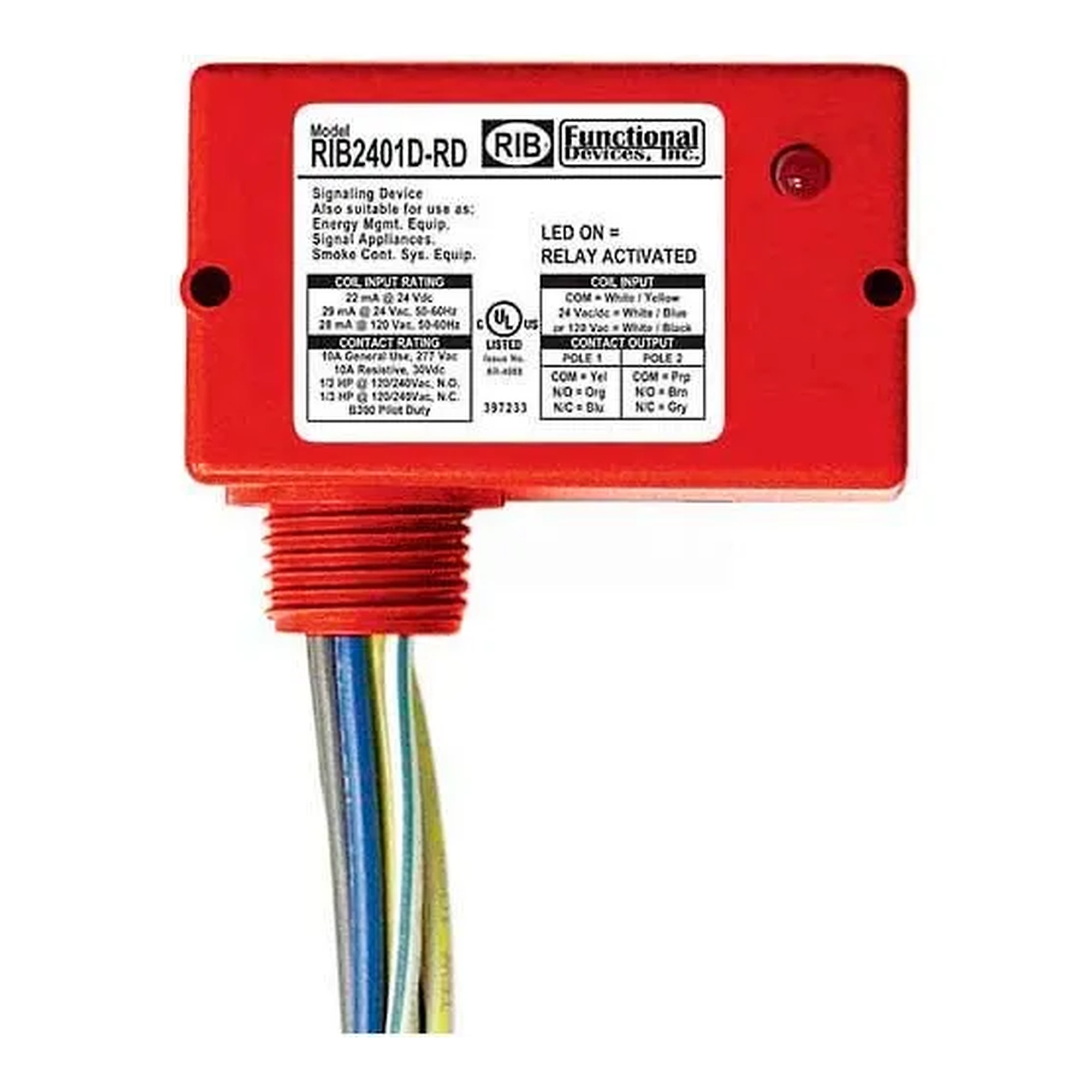 Enclosed 10A DPDT Relay with Red Housing