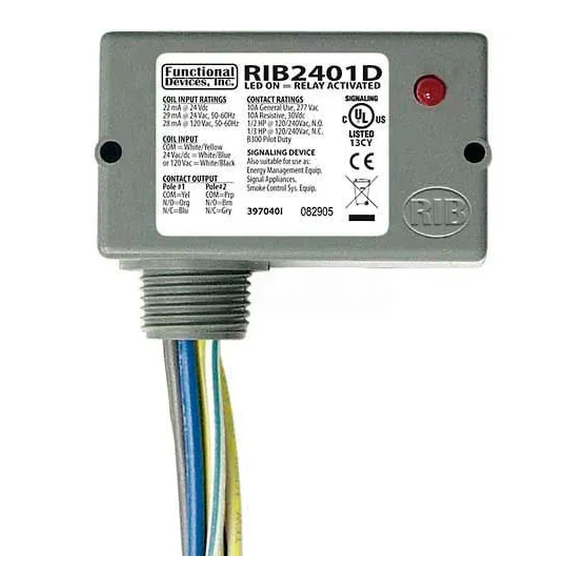 Enclosed 10A DPDT Relay with LED Indicator
