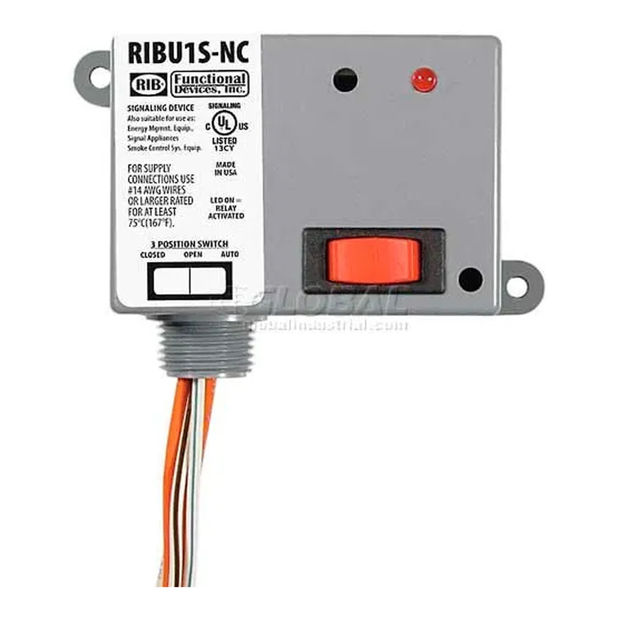 Enclosed 10A SPST Normally Closed Relay with Override