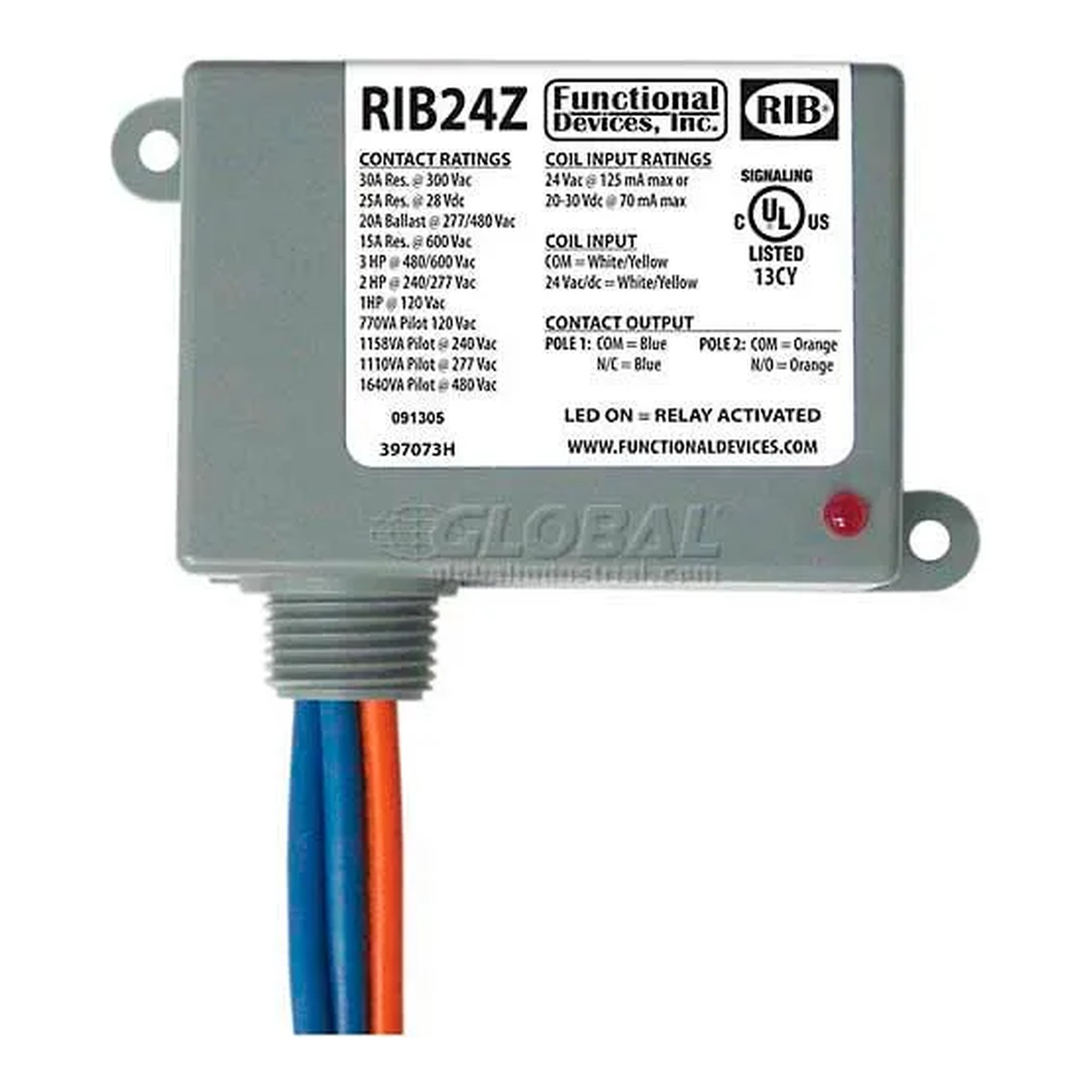 Enclosed 30A Power Relay, 24VAC/DC