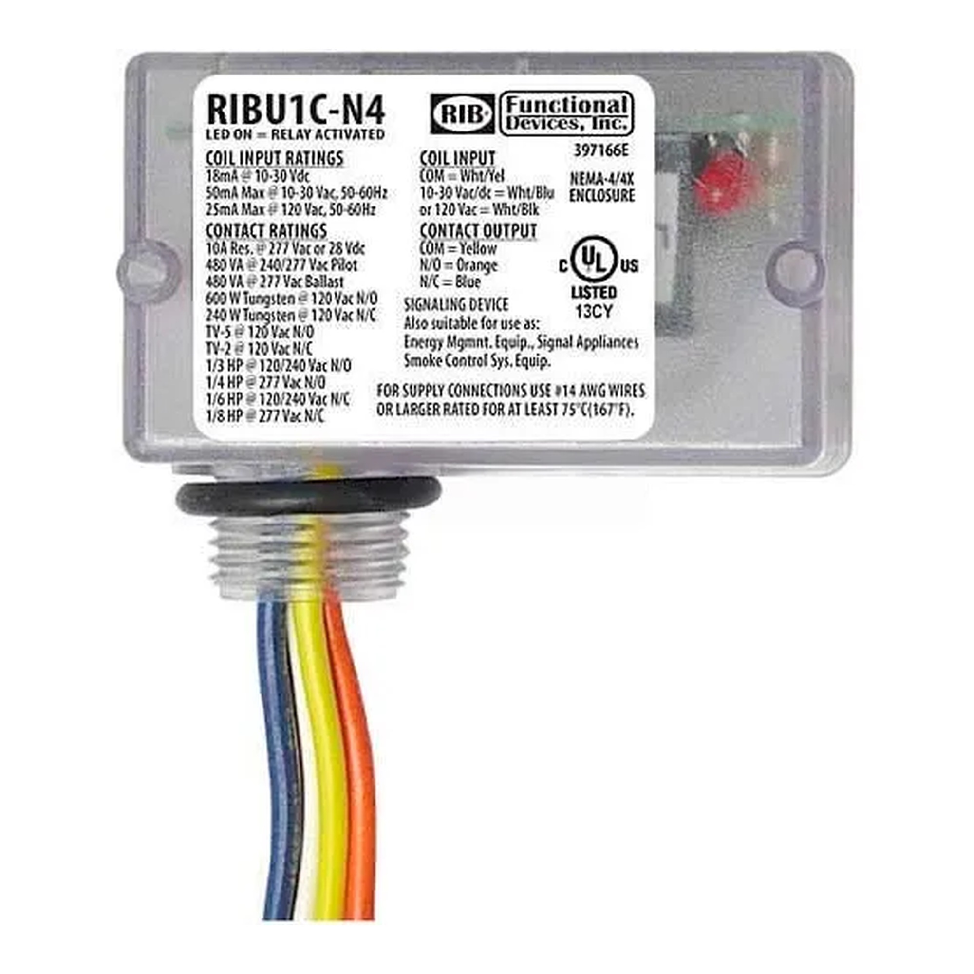 Enclosed SPDT Relay, 10A, NEMA 4/4X