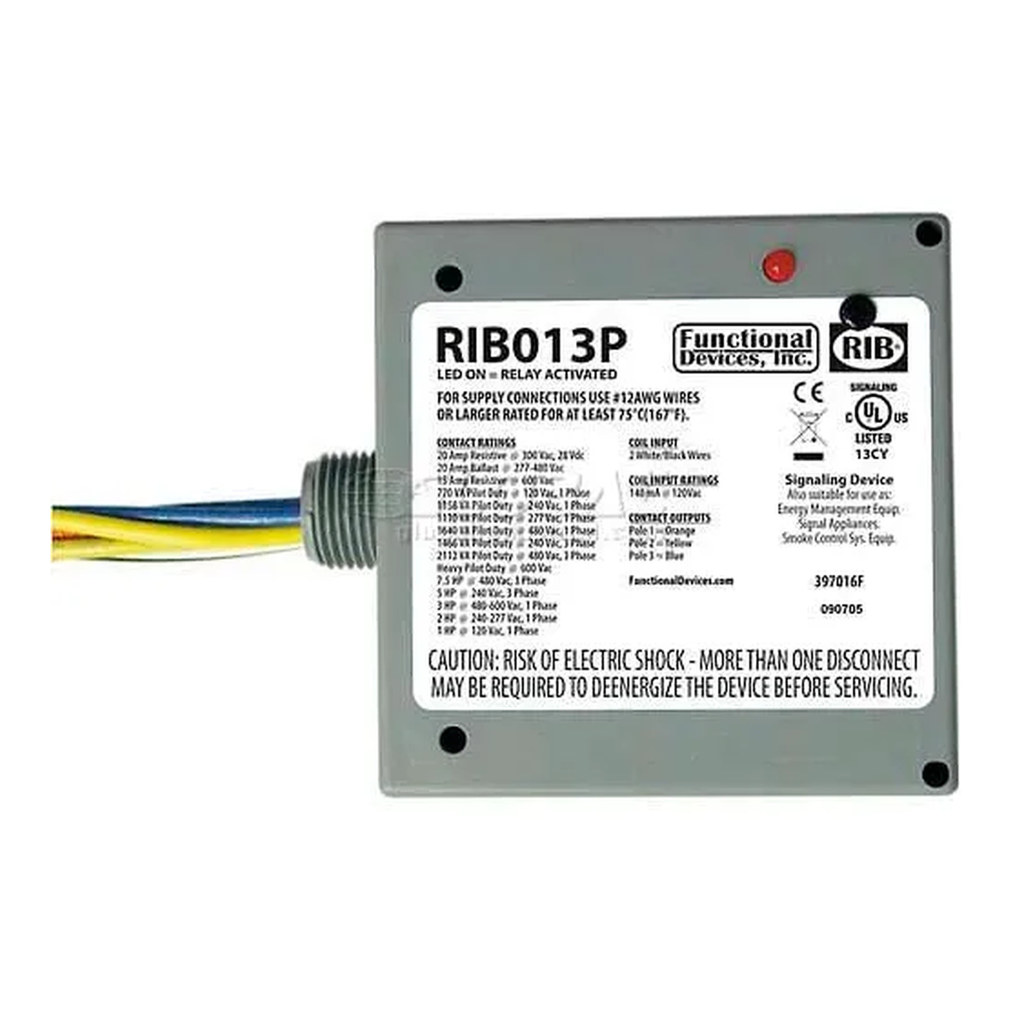 Enclosed 20A 3PST Power Relay, 120 VAC