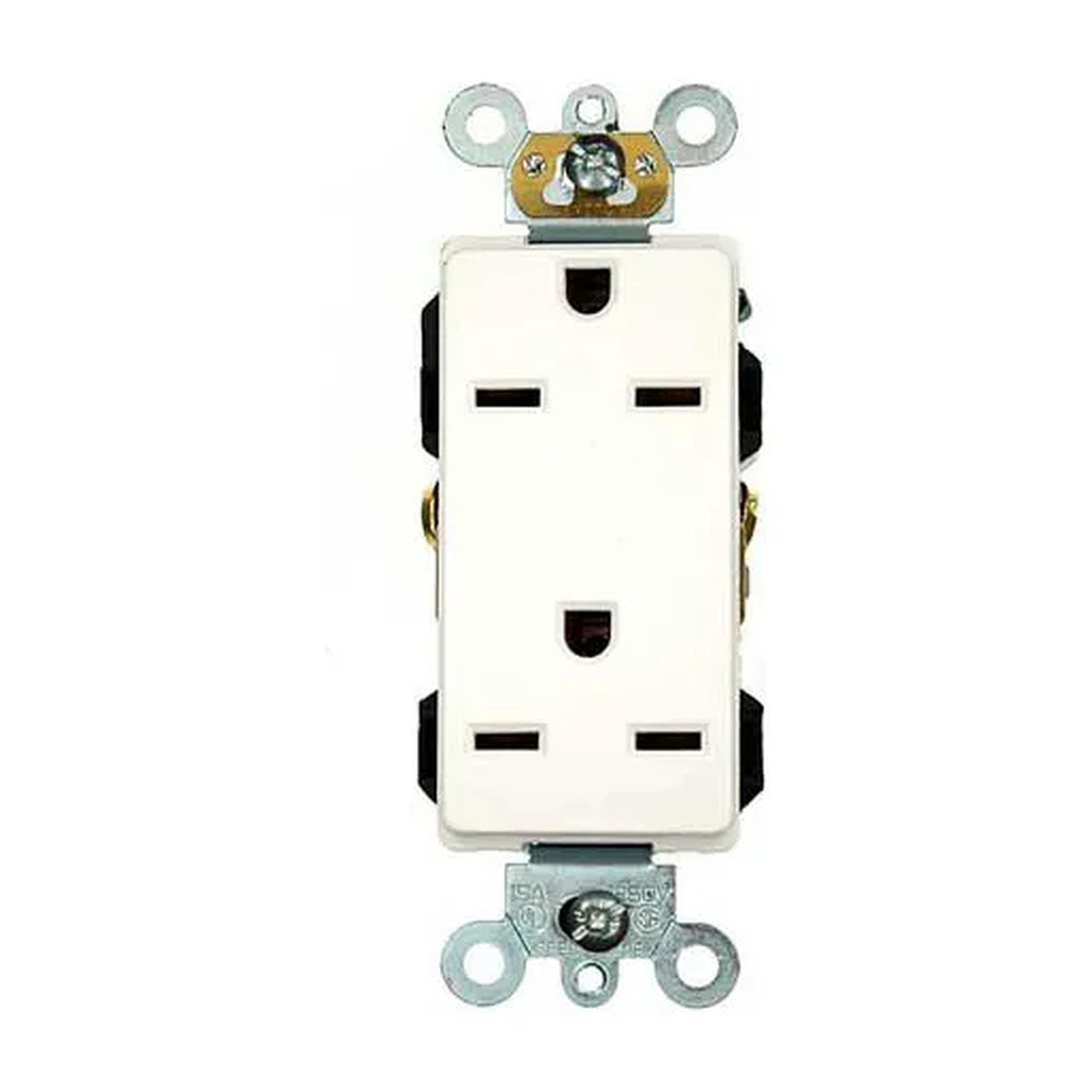 15A 250V NEMA 6-15R Commercial-Grade Self-Grounding Duplex Receptacle, White