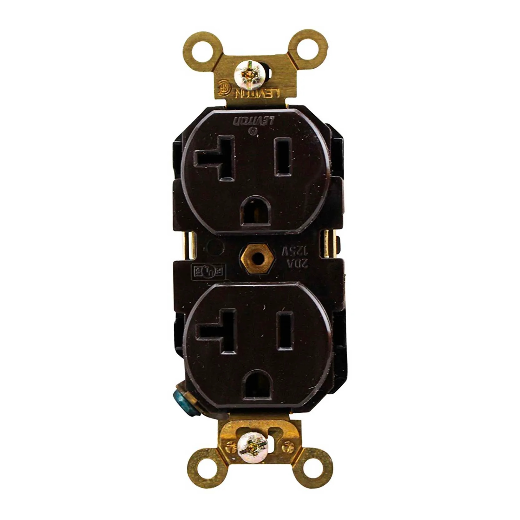 20A 125V Self-Grounding Duplex Receptacle, Brown