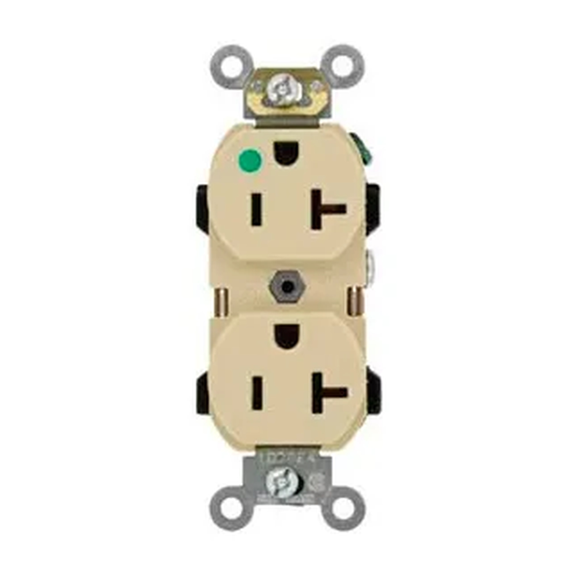 20A 125V Hospital-Grade Duplex Receptacle, Ivory - 1.31 W x 1.21 H x 4.06 D