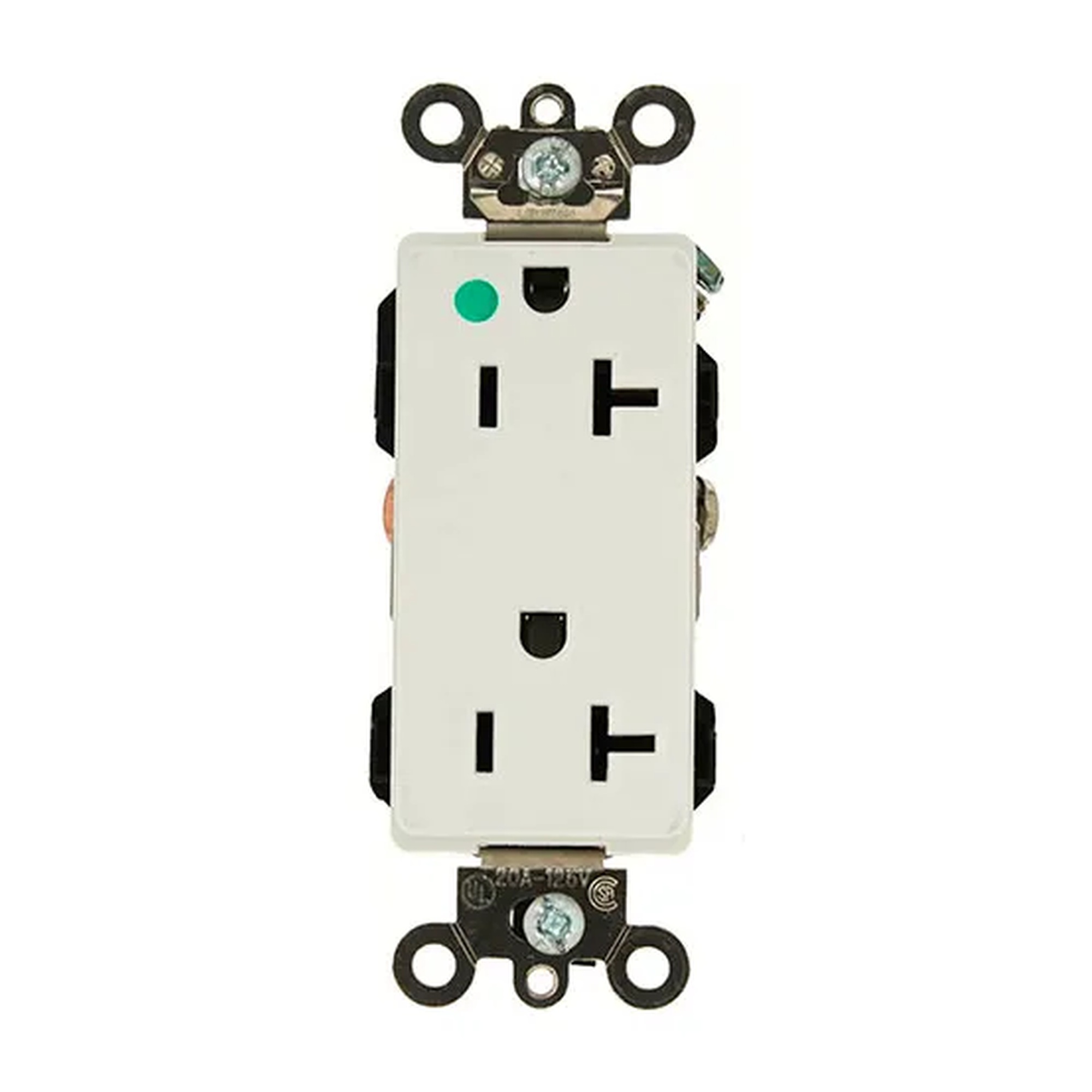 20A 125V Hospital-Grade Self-Grounding Duplex Receptacle, White