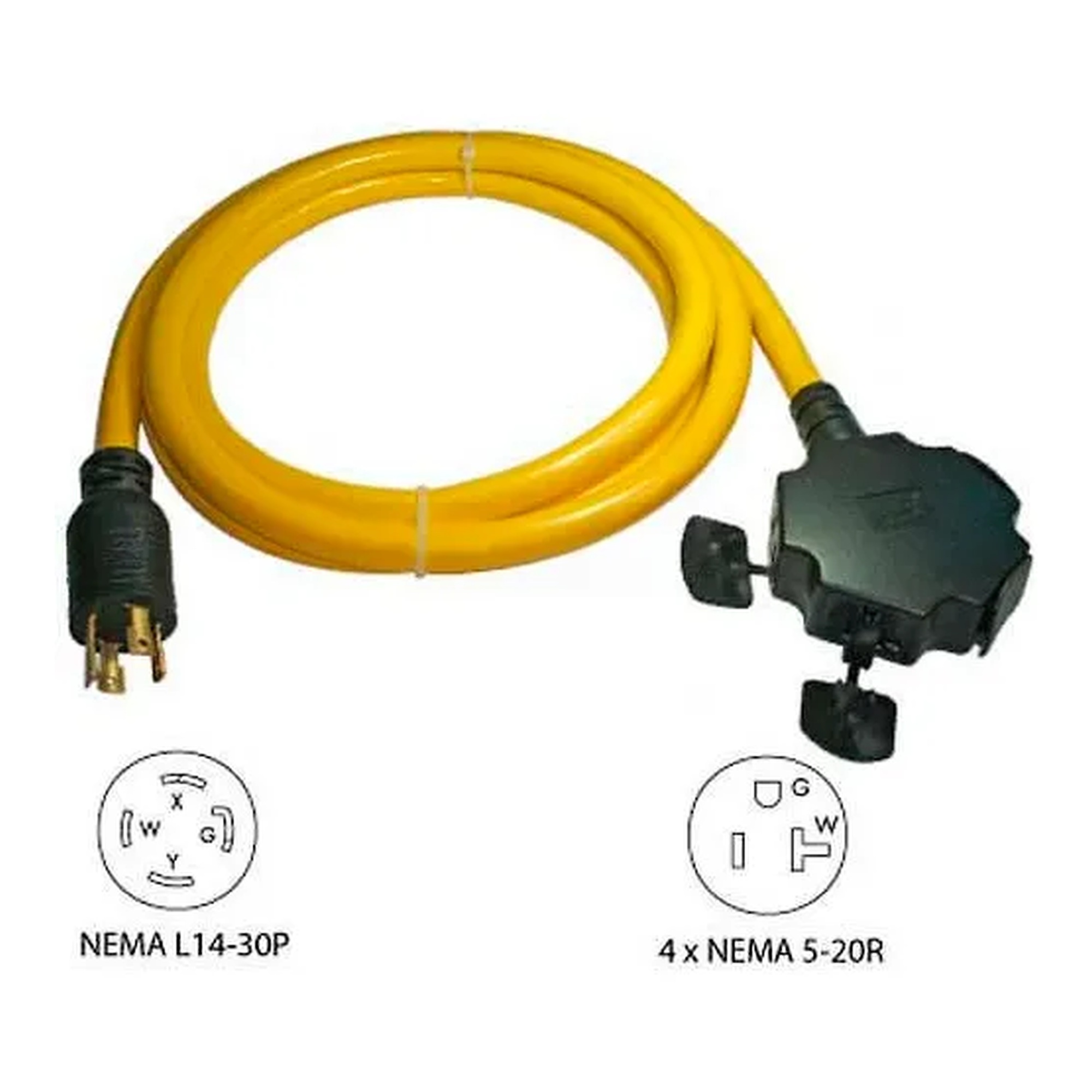 10 ft. 30A Generator Power Cord with Four Household Outlets