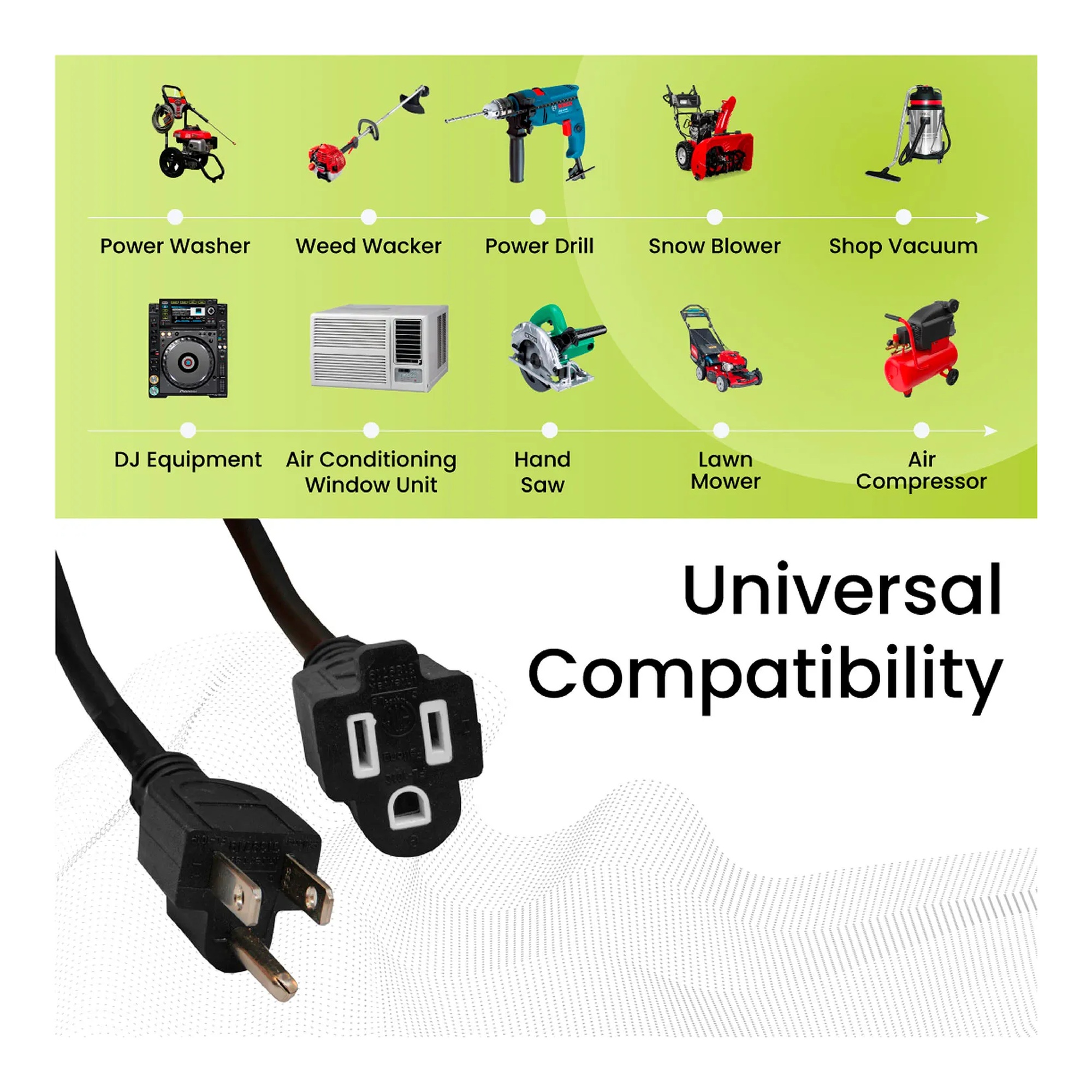 Black 100-foot 14/3 SJTW-A extension cord