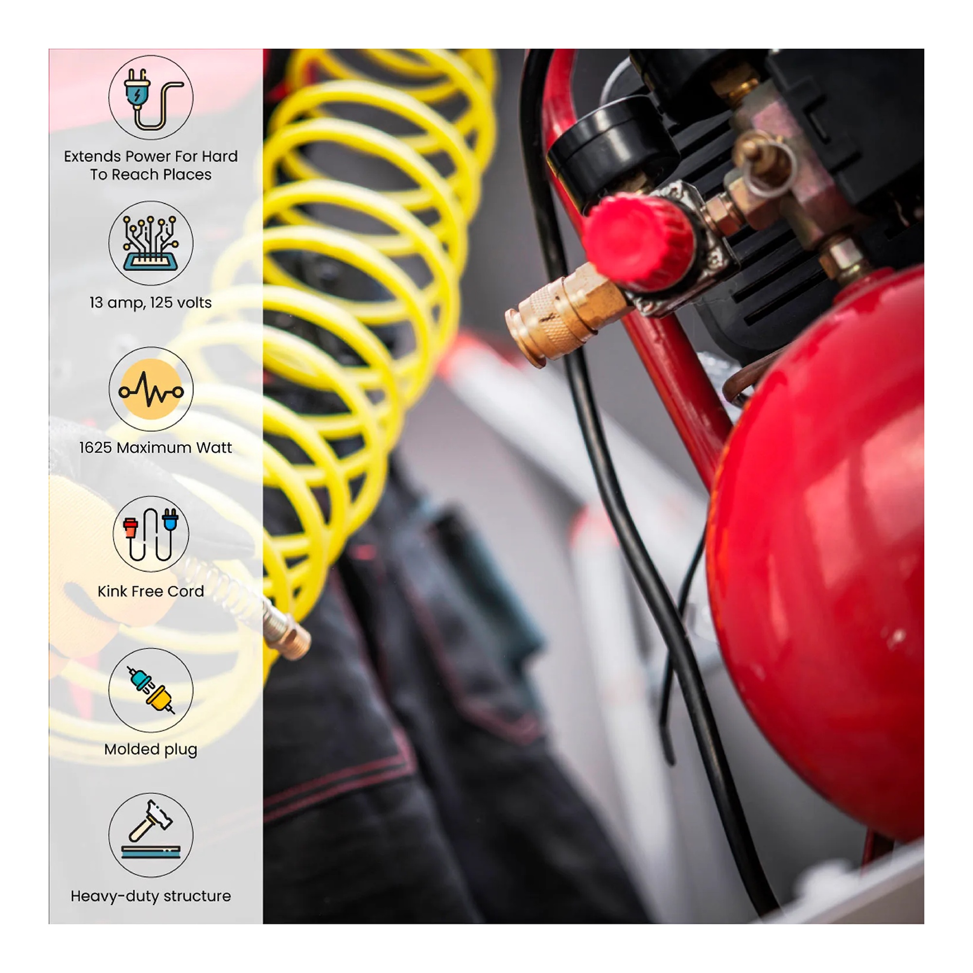 Black 100-foot 14/3 SJTW-A extension cord
