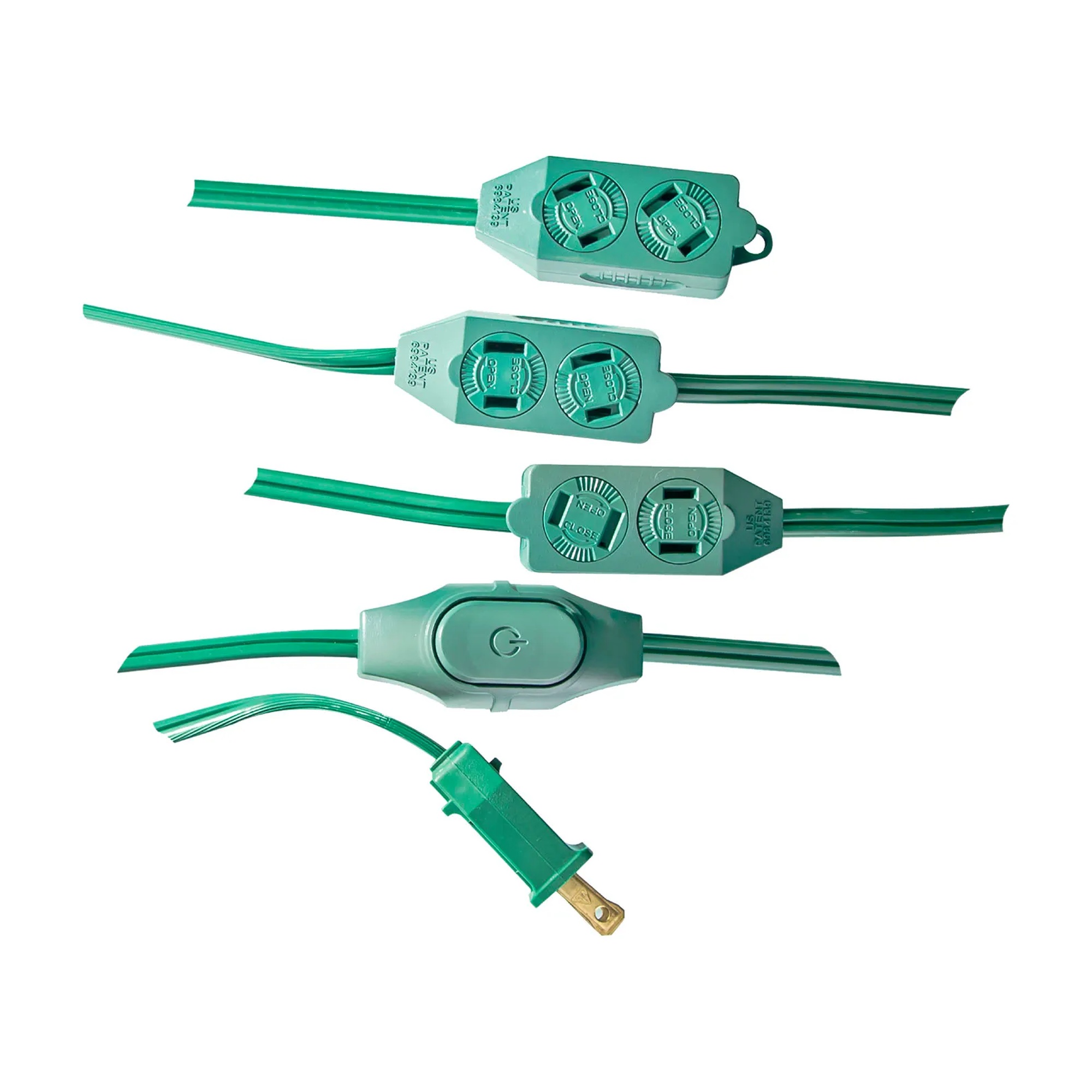 9 ft. 9-Outlet Green Tree Extension Cord with On/Off Switch