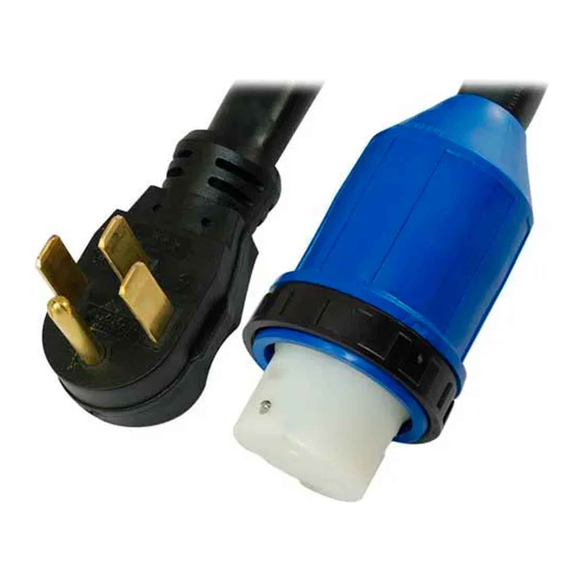 Black 15-foot 50A RV detachable power cord with NEMA 14-50P plug and locking SS2-50R connector