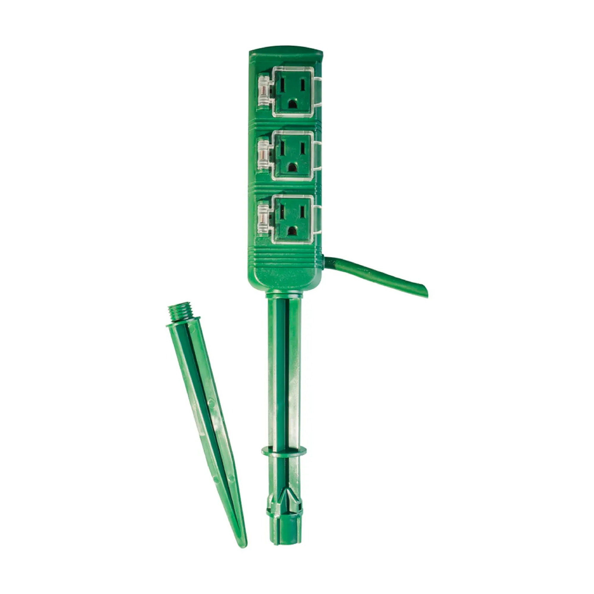 18 ft. 3-Outlet Outdoor Power Stake, Green