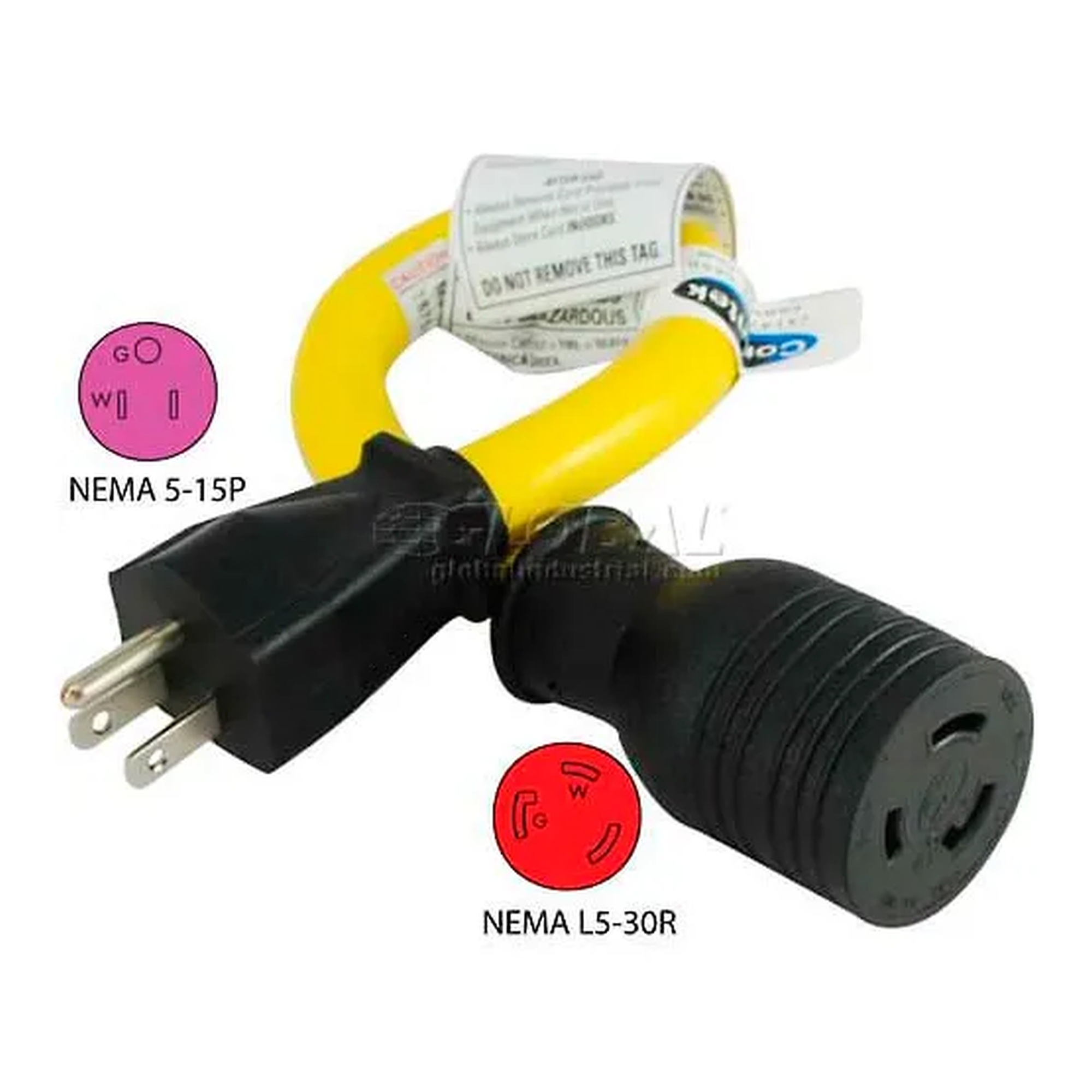 15A to 30A Locking Generator Adapter Cord, Yellow