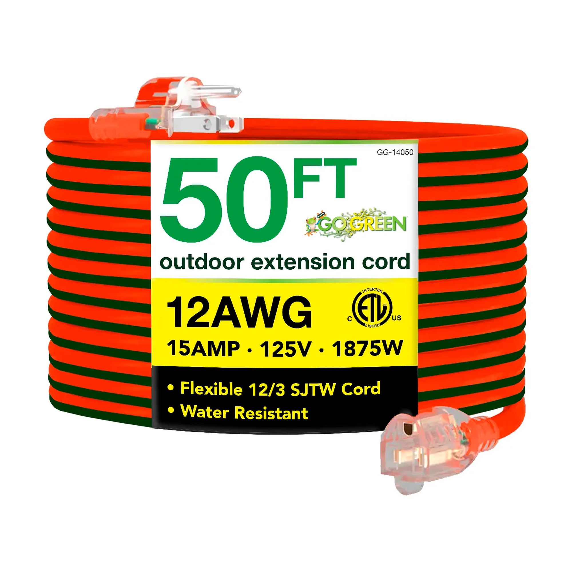 50 ft 12/3 Contractor Extension Cord with Lighted Ends