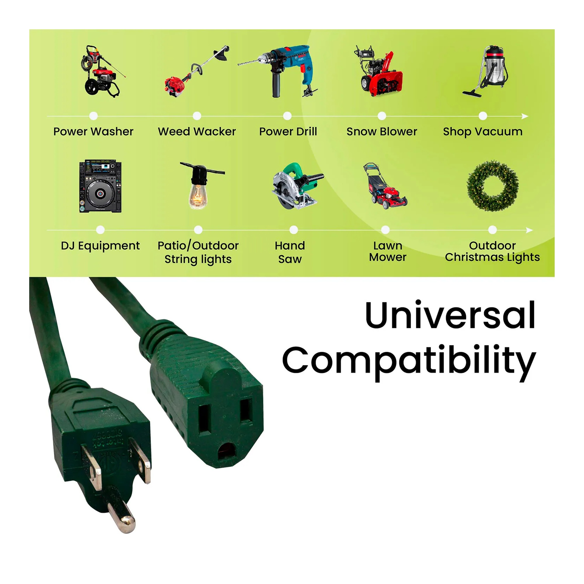 Green 40 ft. 16/3 SJTW heavy-duty extension cord