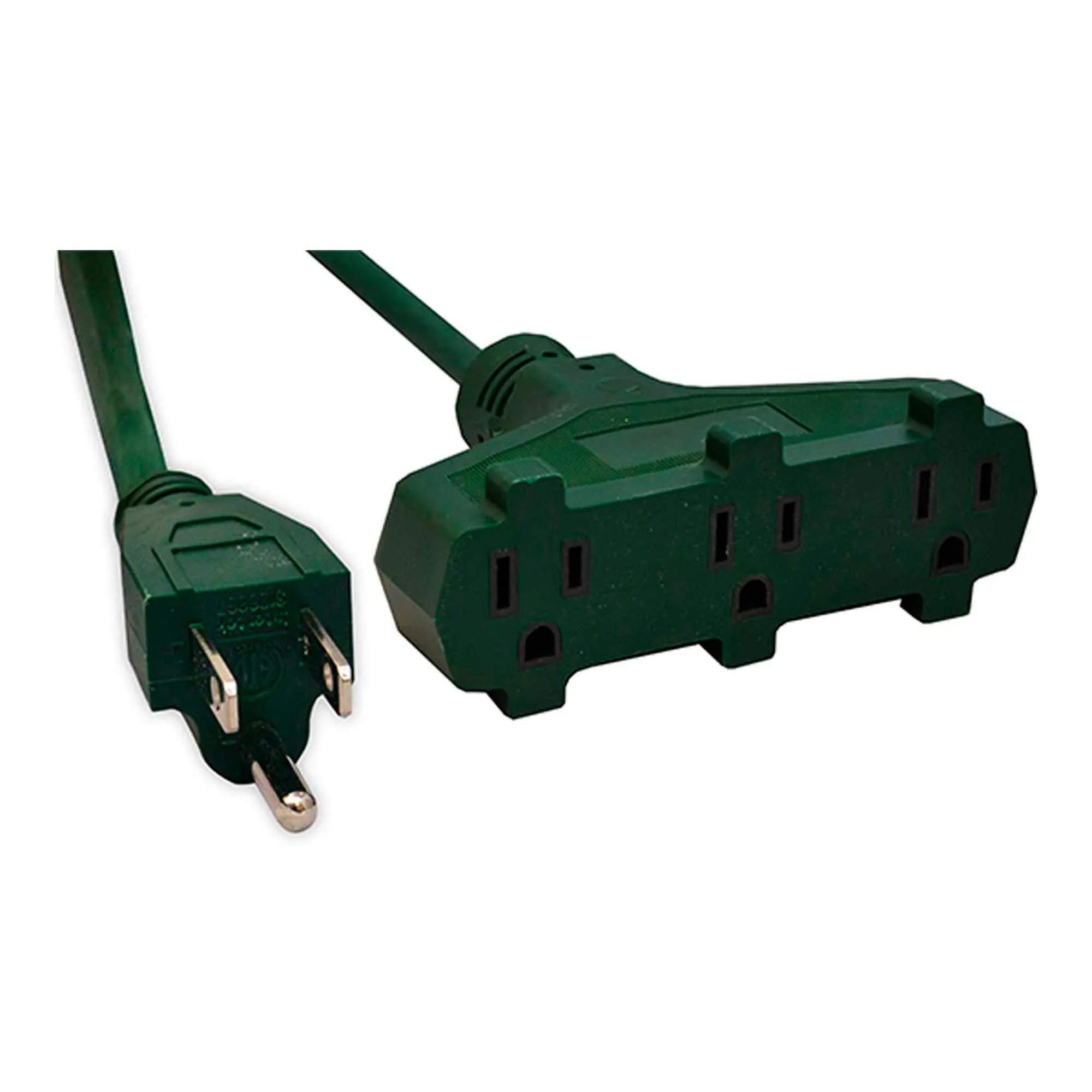 Green 22 ft. SJTW extension cord with three-outlet molded plug