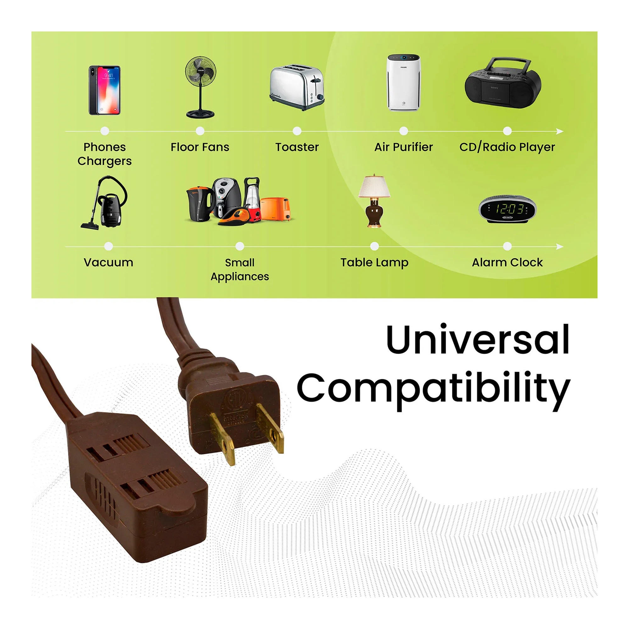 Brown 6-foot household extension cord