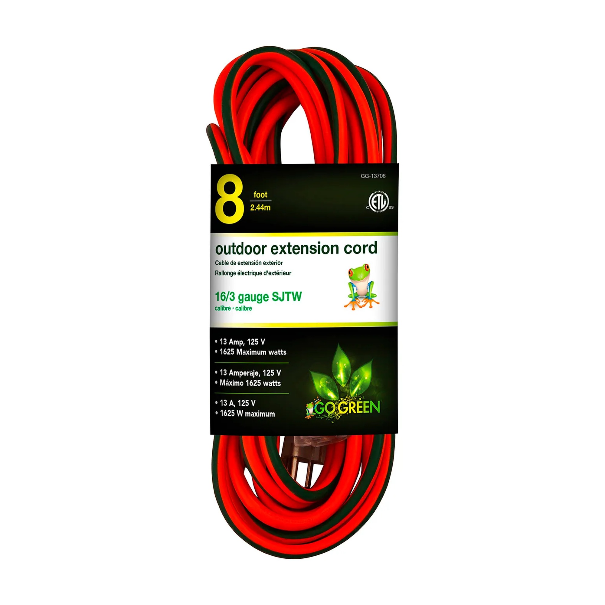 8-Ft. 16/3 SJTW Extension Cord with Lighted End