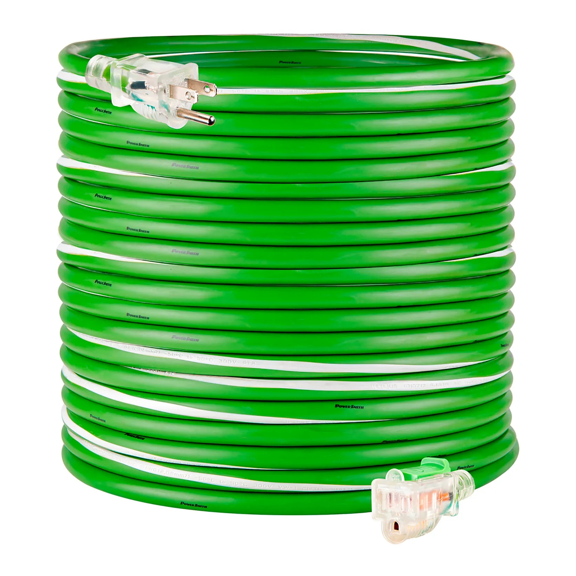 Green 100 ft. 14/3 SJOOW locking extension cord with lighted end
