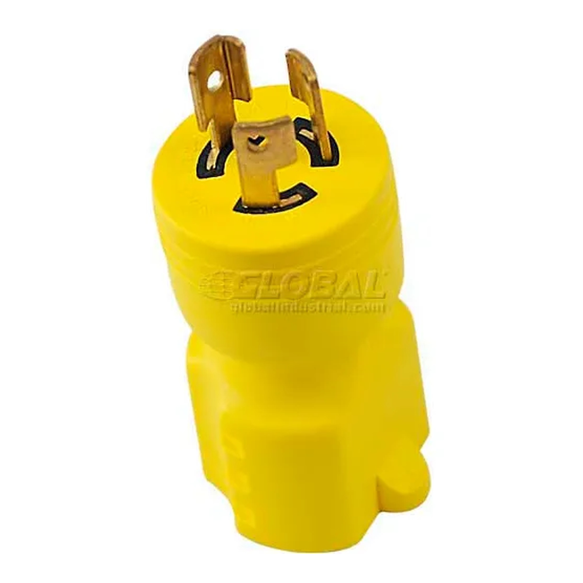 Yellow 15A locking plug to 15/20A receptacle adapter
