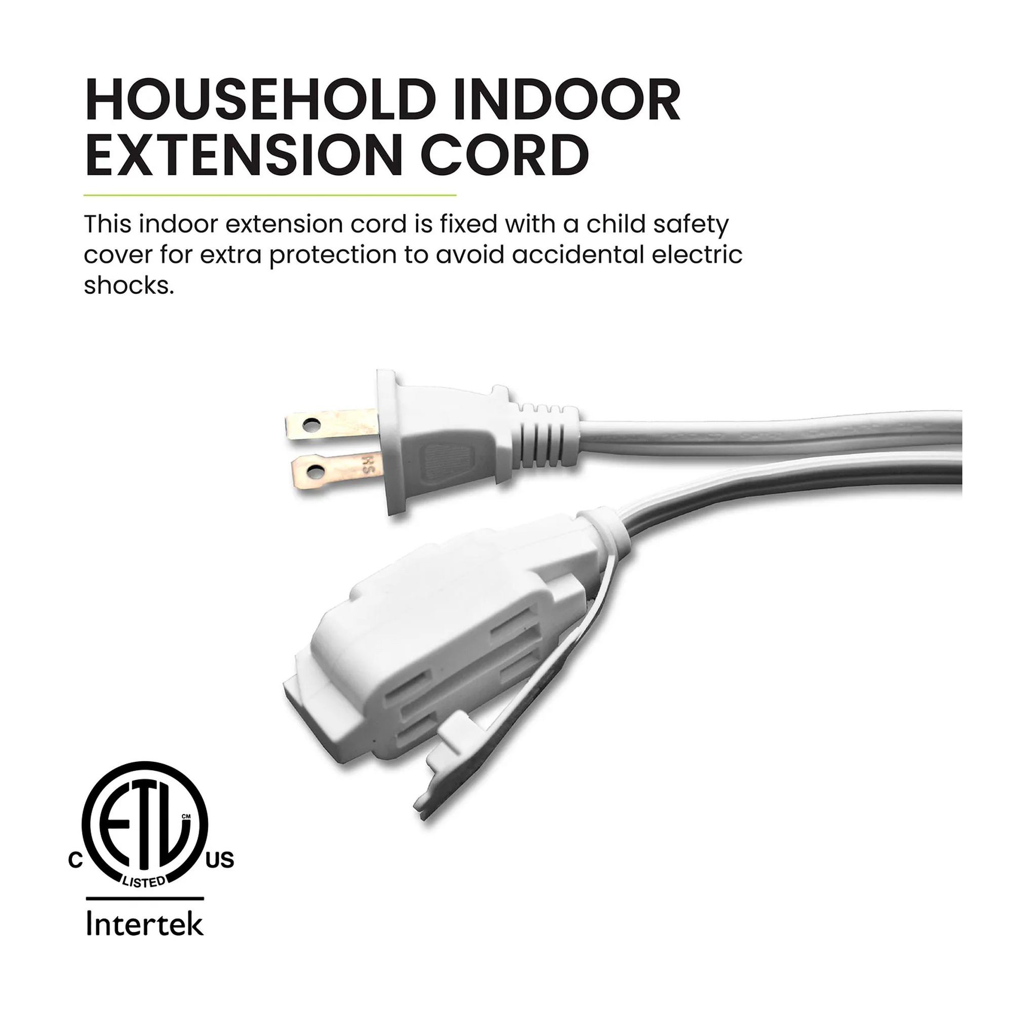 White 15 ft household extension cords, 3-pack