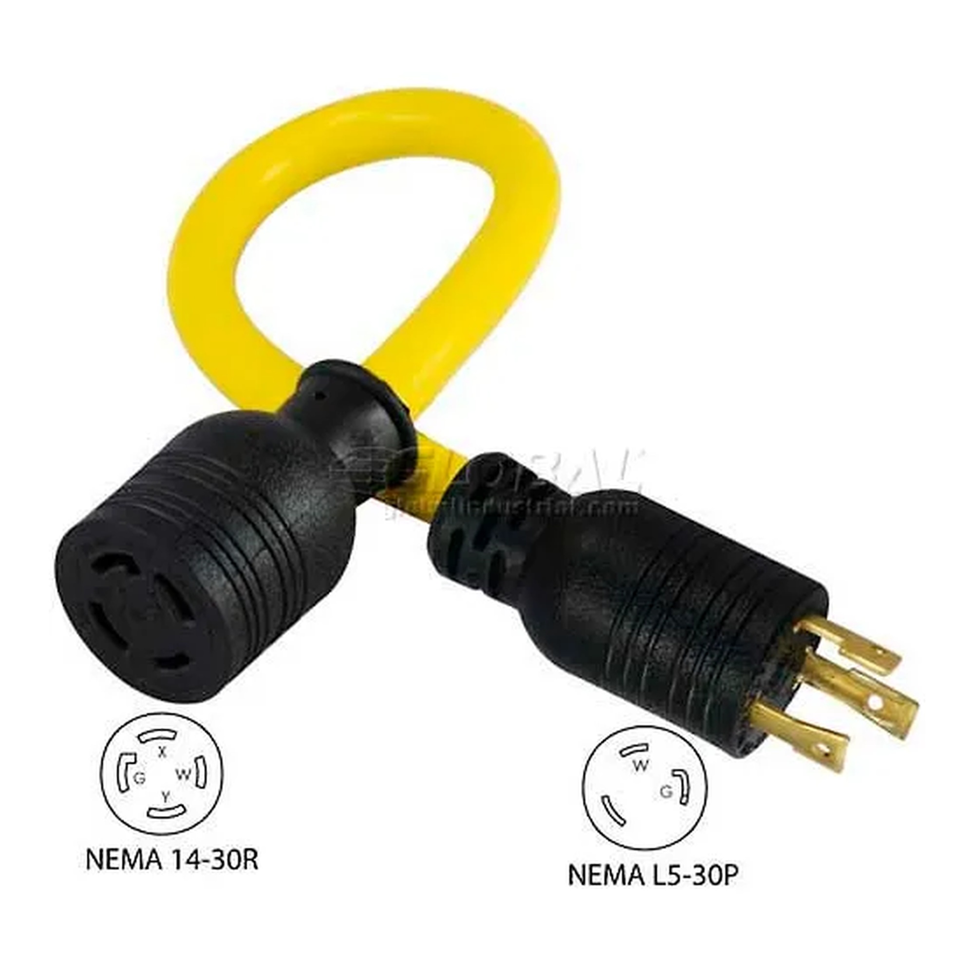 30 Amp Generator Locking Pigtail Adapter, L5-30P to L14-30R