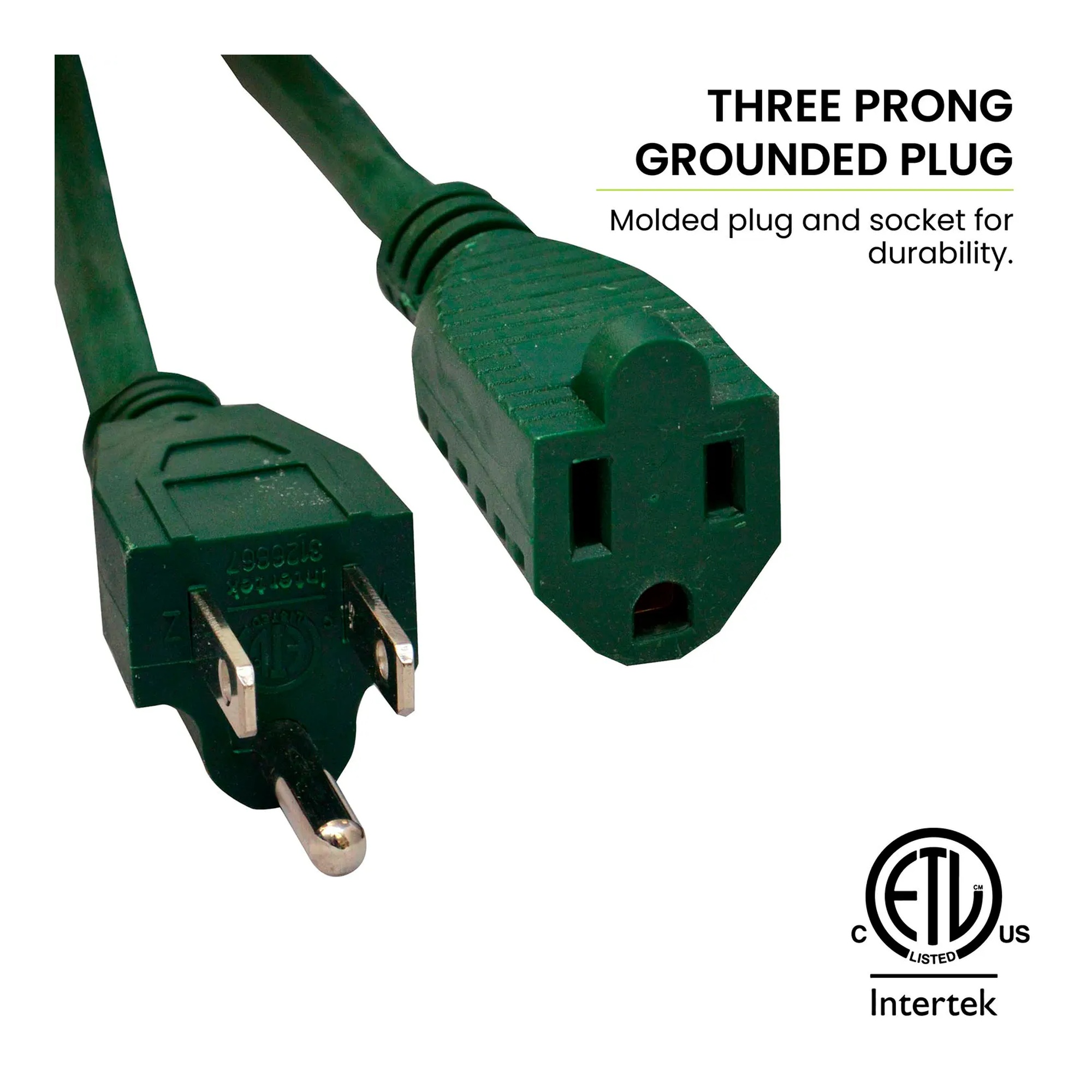 Green 18-foot 16/3 SJTW heavy-duty extension cord with molded plugs