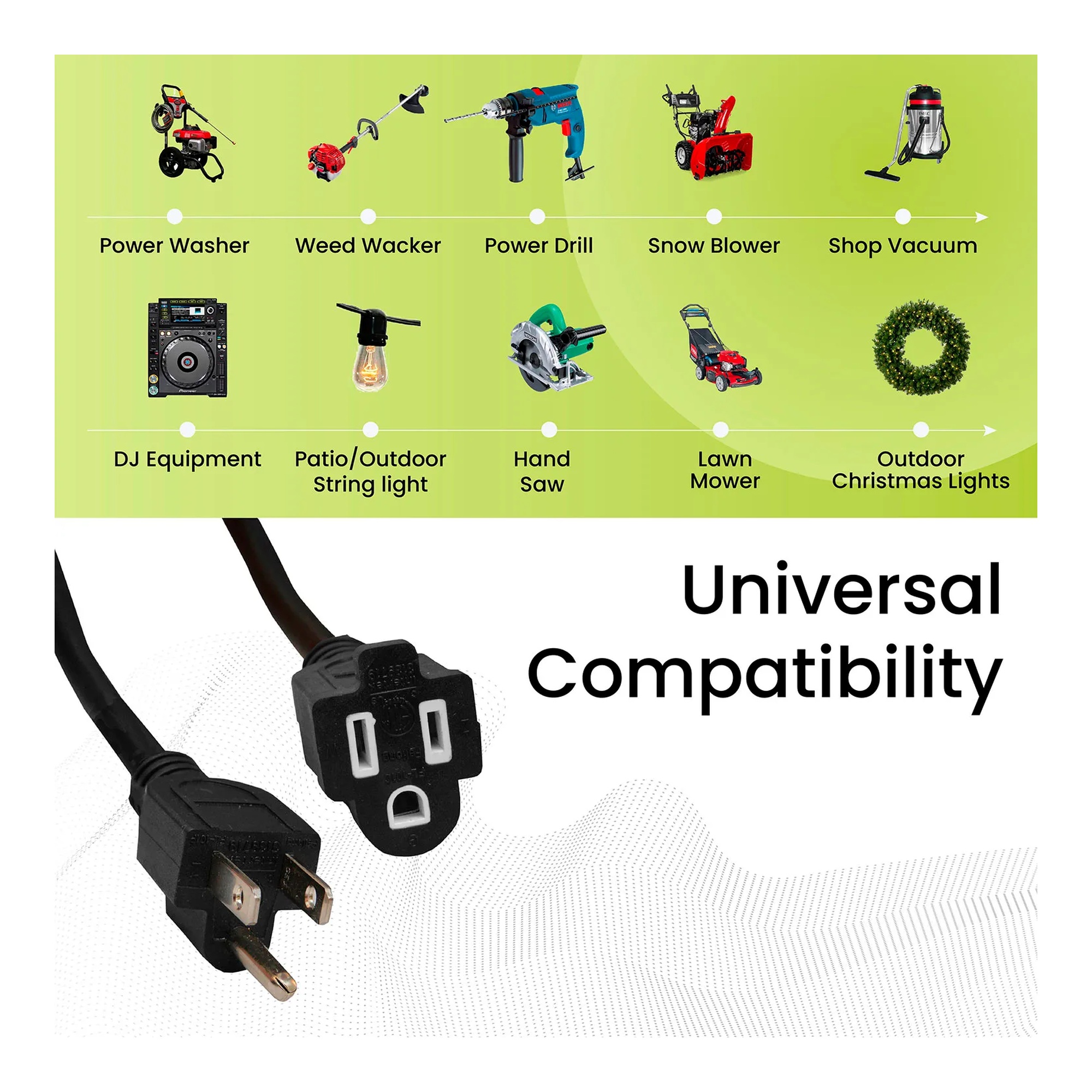 Black 8 ft. 16/3 SJTW heavy-duty extension cord