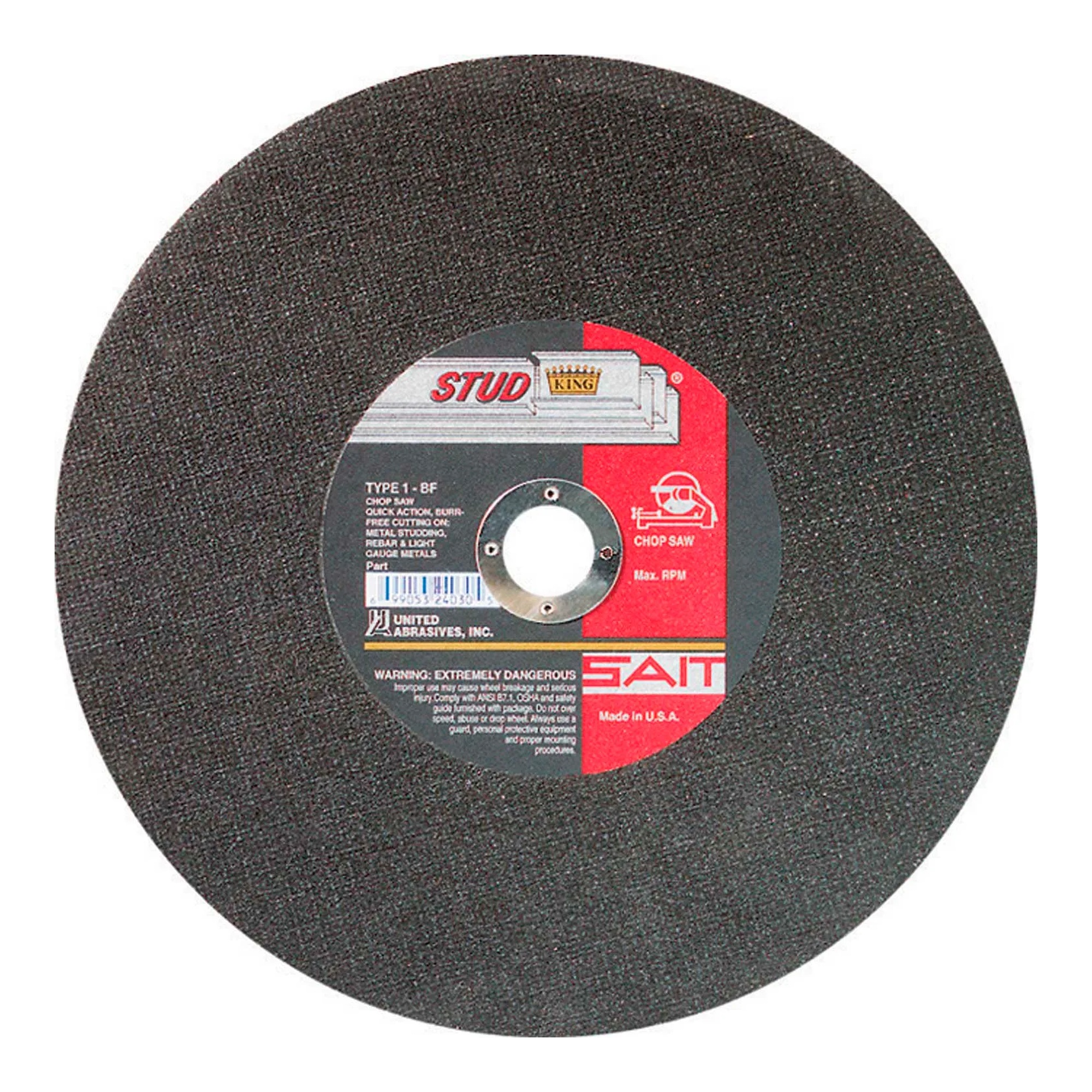 Type 1 Aluminum Oxide Chop Saw Cut-Off Wheel, 14 in. x 3/32 in. x 1 in.