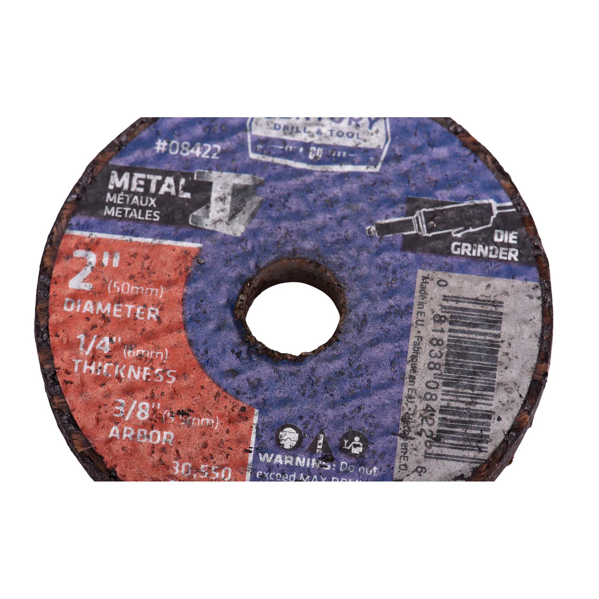 Three-pack of 2 inch by 3/8 inch aluminum oxide Type 1 metal grinding wheels