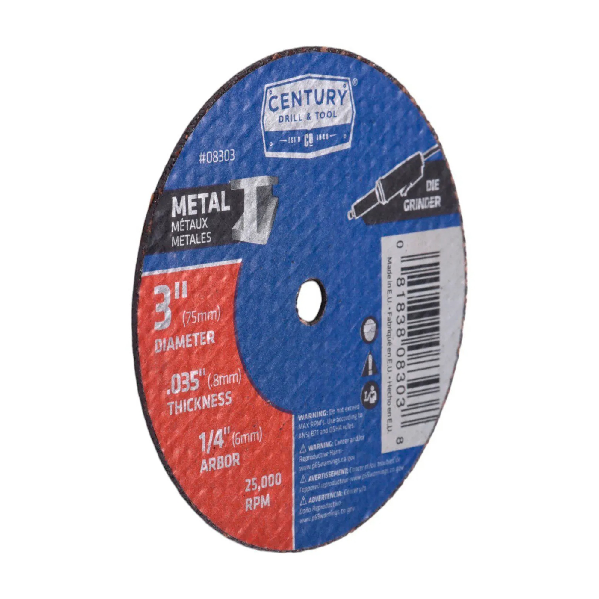 3 in. x 1/4 in. aluminum oxide metal cutting wheel