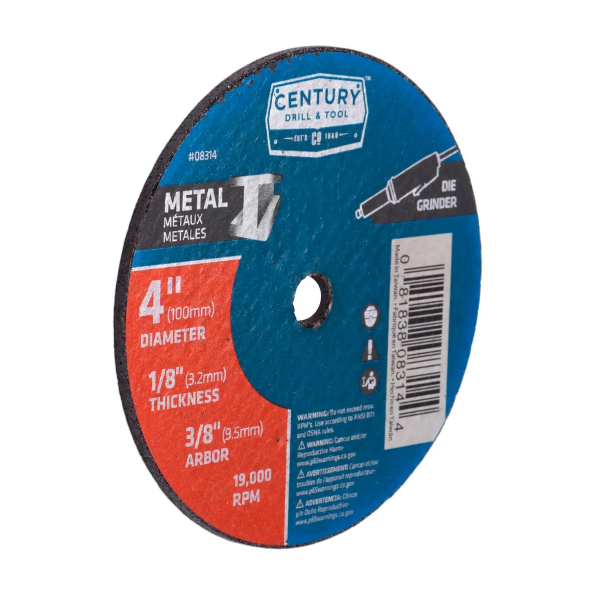 4 inch aluminum oxide Type 1A metal cutting wheel