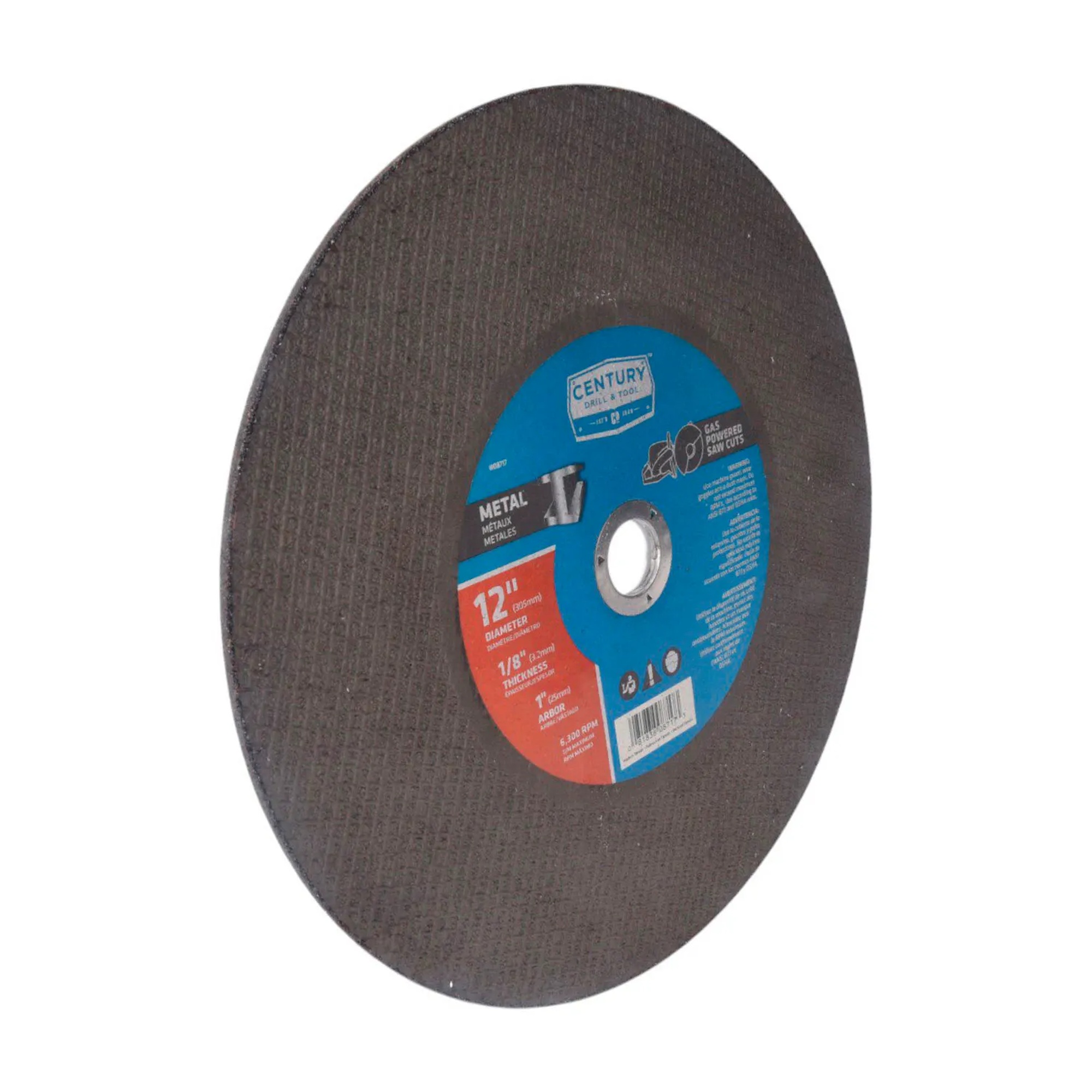 12-inch high-speed metal and masonry cutting wheel with 1-inch arbor