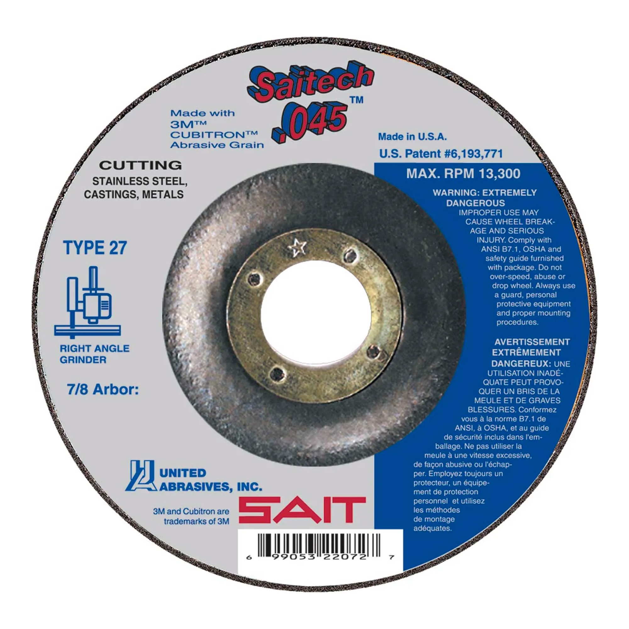 Type 27 Ceramic Aluminum Oxide Thin Cut-Off Wheel, 4-1/2 in. x .045 in. x 7/8 in.