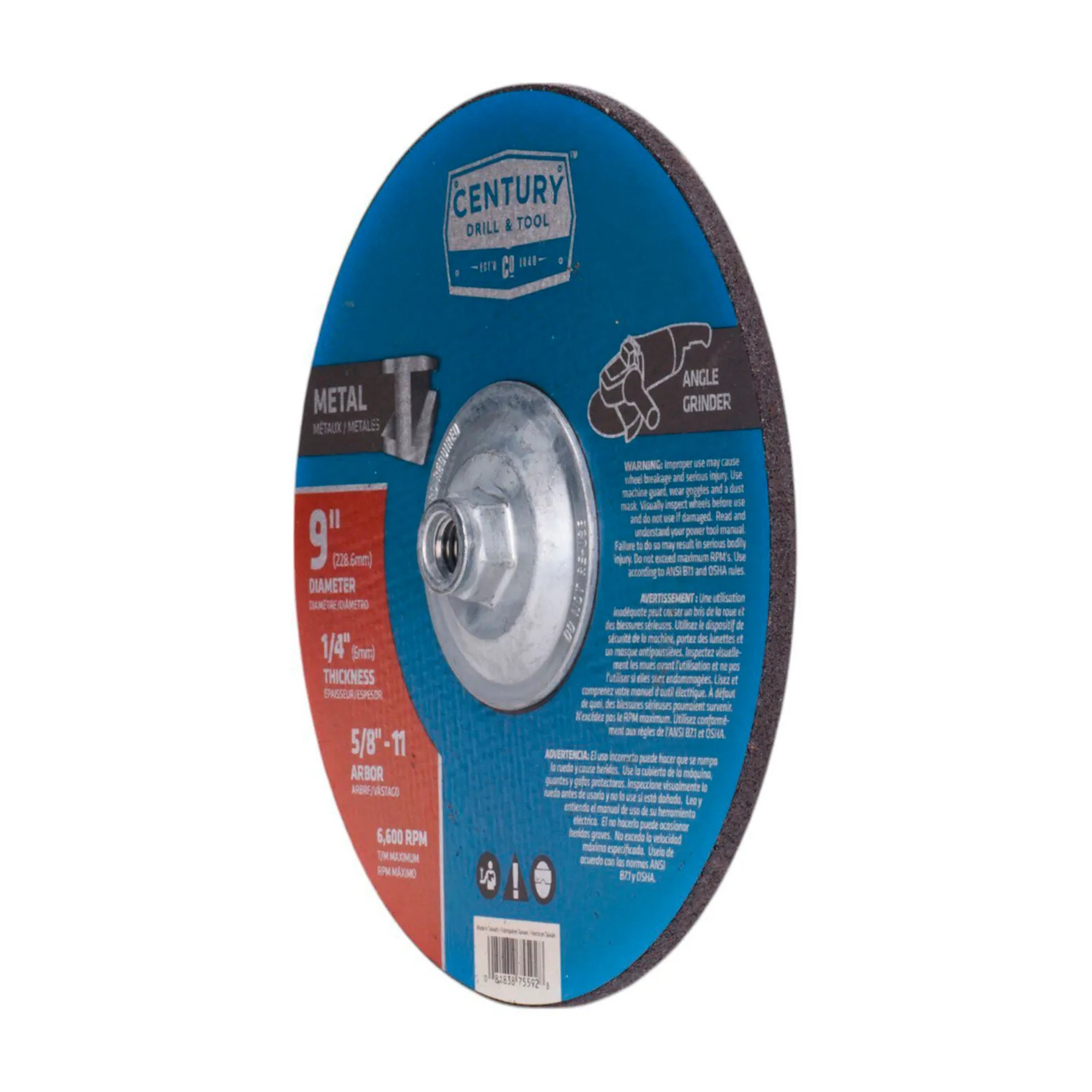 9-inch Type 27 aluminum oxide depressed center grinding wheel