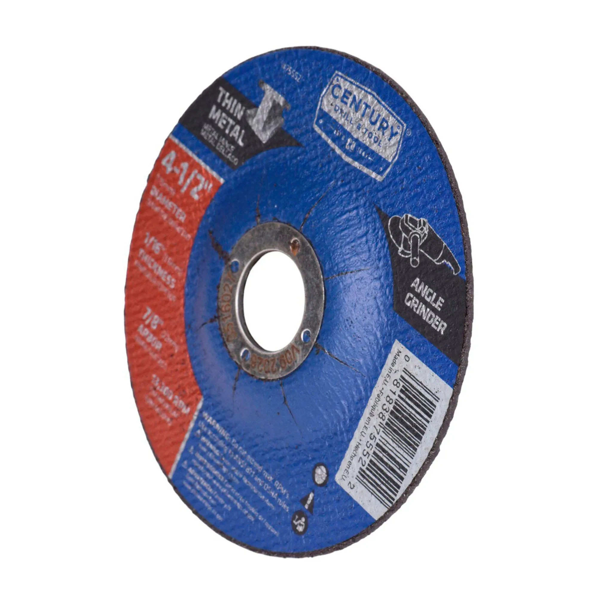 Type 27 aluminum oxide depressed center grinding wheel, 4-1/2 in. x 7/8 in.