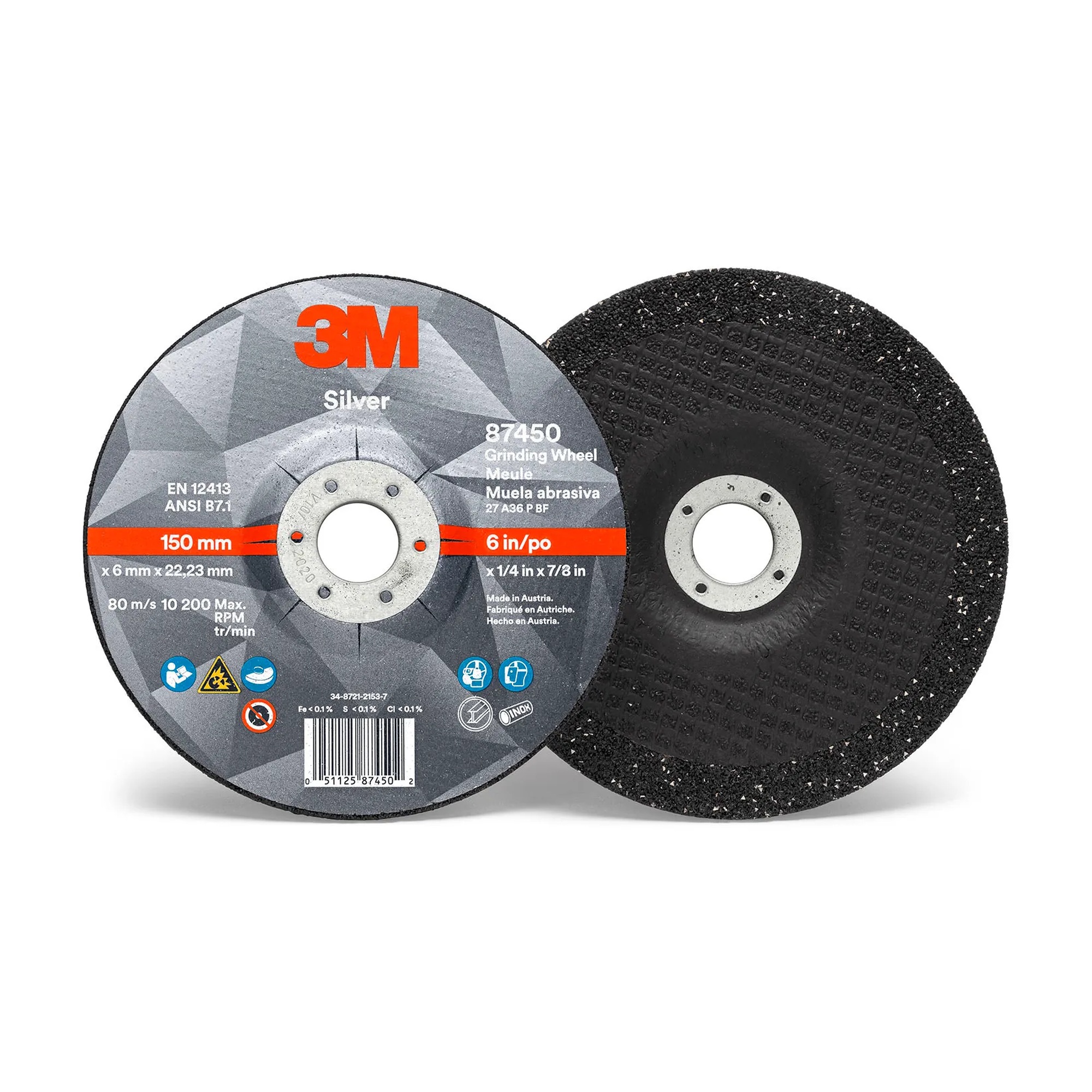 Type 27 Ceramic Depressed Center Grinding Wheel, 6 in., 36 Grit