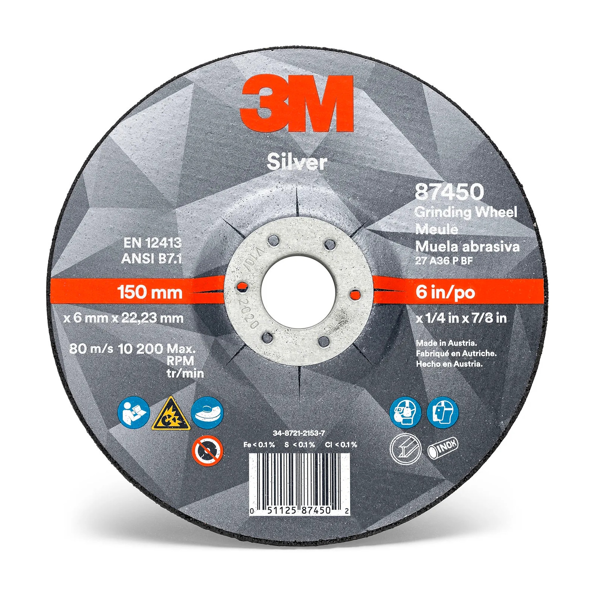6-inch Type 27 ceramic depressed center grinding wheel with 36 grit