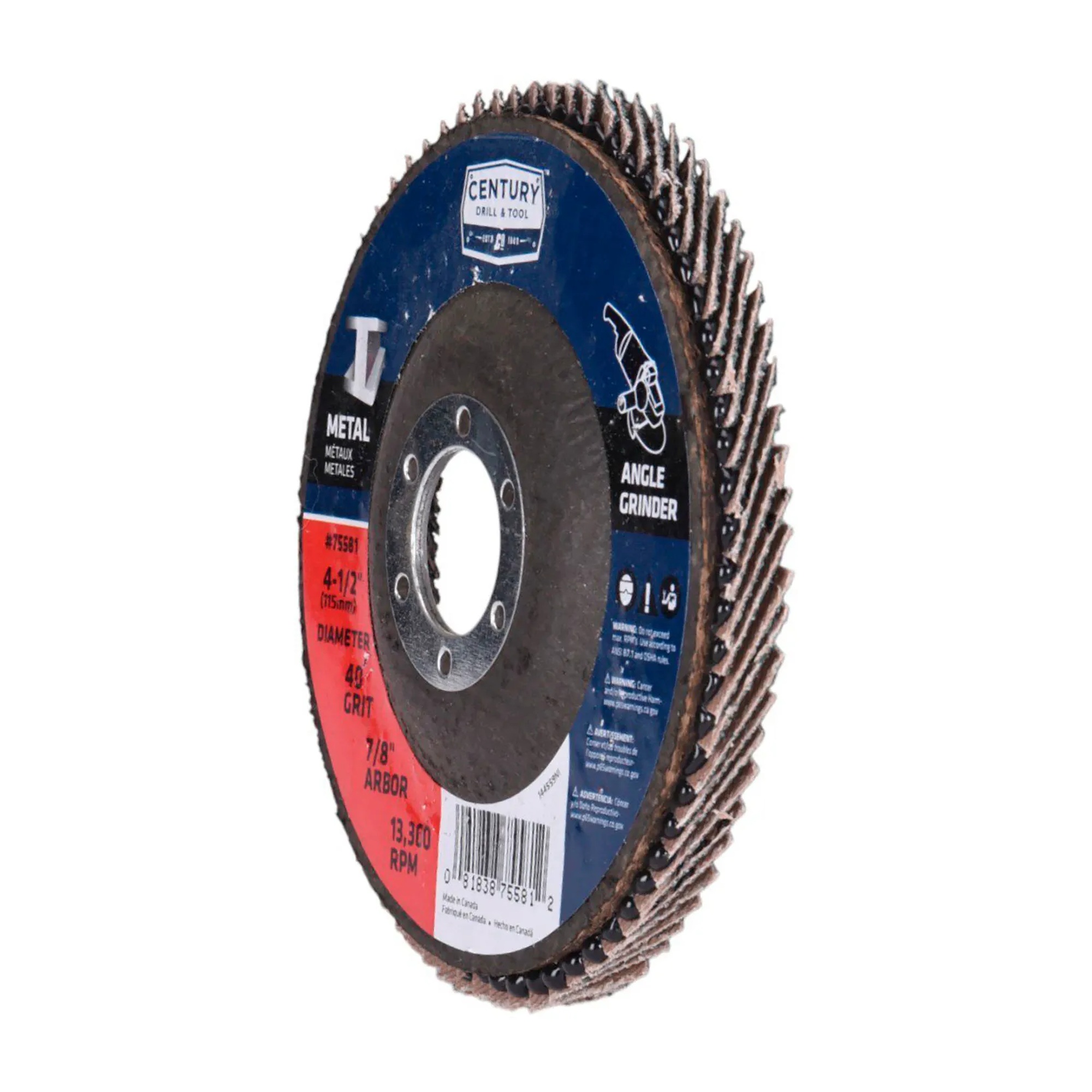 Type 27 zirconia flap disc, 4-1/2 inch diameter, 40 grit