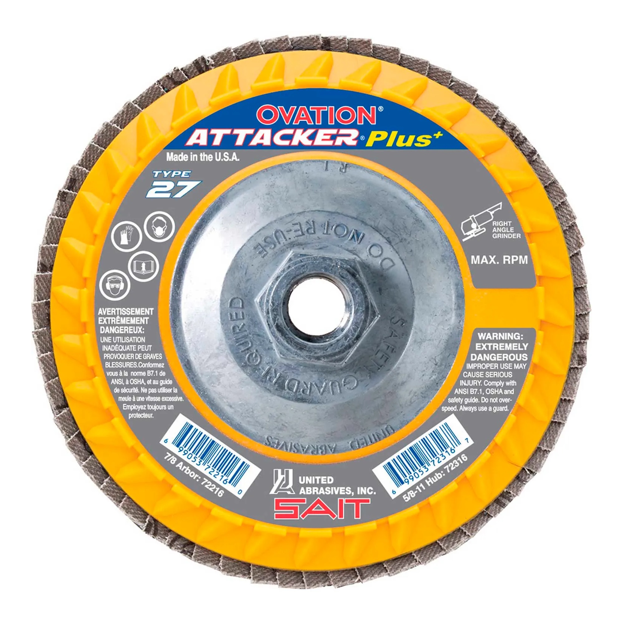 Type 27 High-Density Zirconium Flap Disc, 5 in., 60 Grit