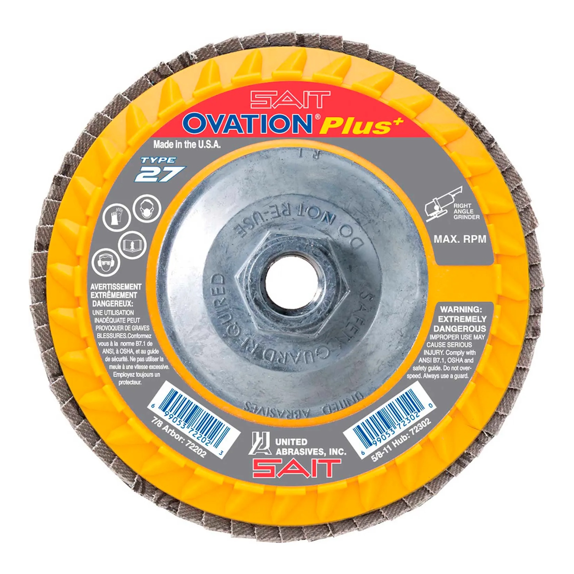Type 27 High-Density Zirconium Flap Disc, 5 in., 40 Grit, 5/8-11 Thread