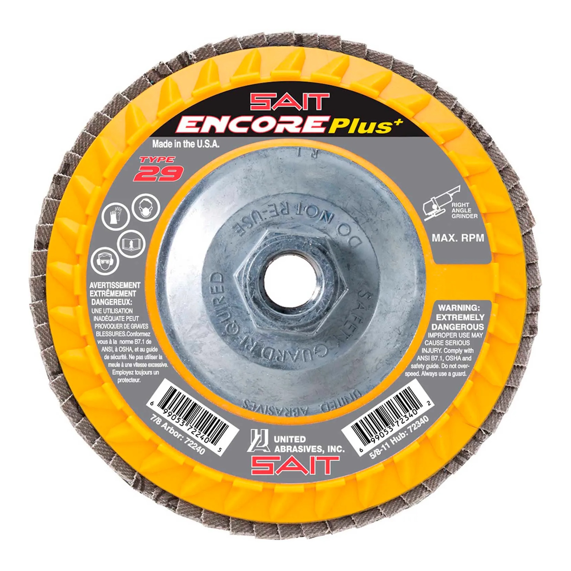 Type 29 Zirconium Flap Disc, 4-1/2 in., 60 Grit