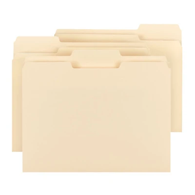 Top Tab Folder with 1/3 cut single ply tabs in assorted positions - 11 Pt. Manila - One 2" bonded fastener , position 8 - 50/box