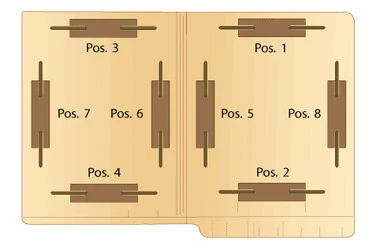 Top Tab Folder with 1/3 cut single ply tabs in assorted positions - 11 Pt. Manila - One 2" bonded fastener , position 8 - 50/box