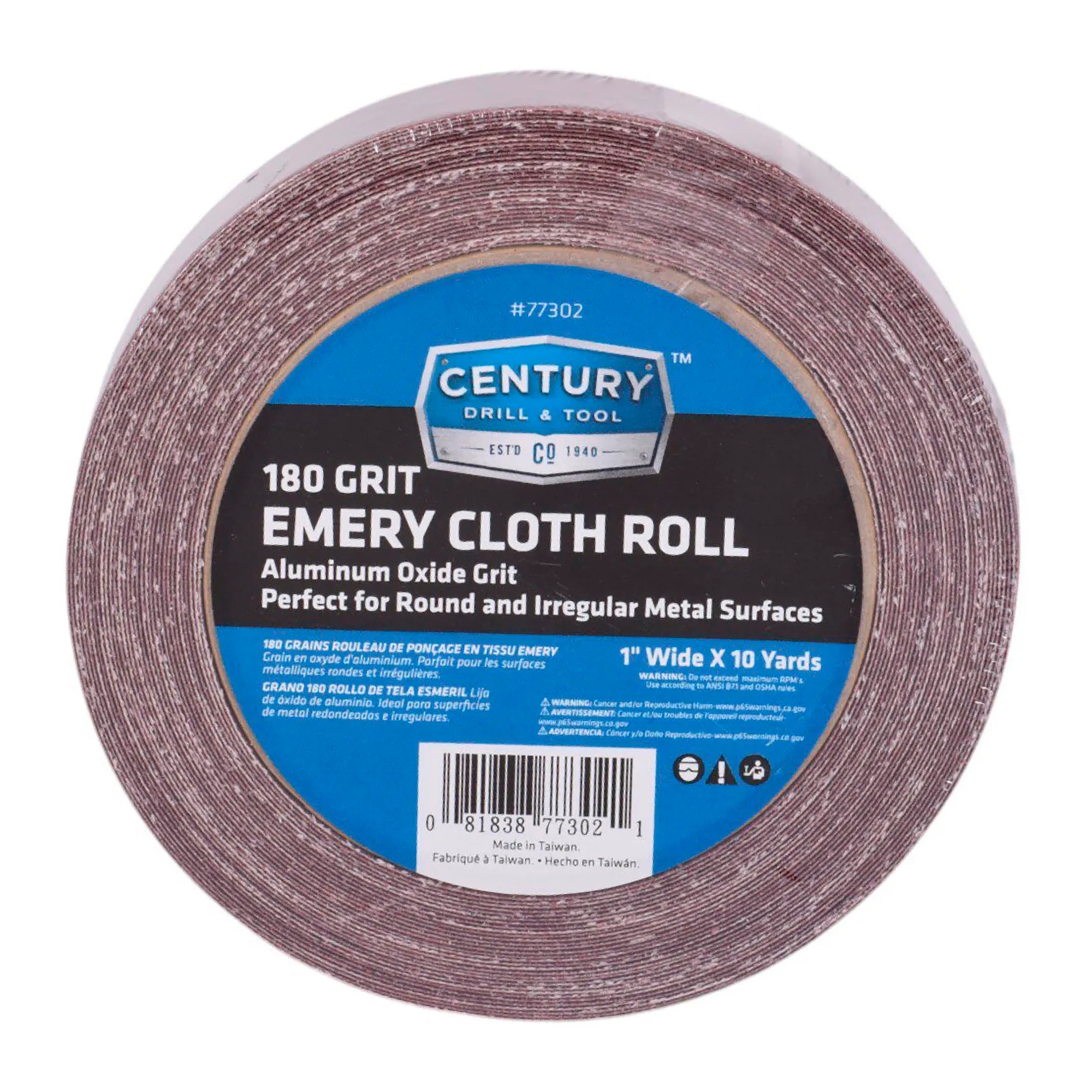 180 grit emery cloth shop roll, 1 inch wide by 10 yards long