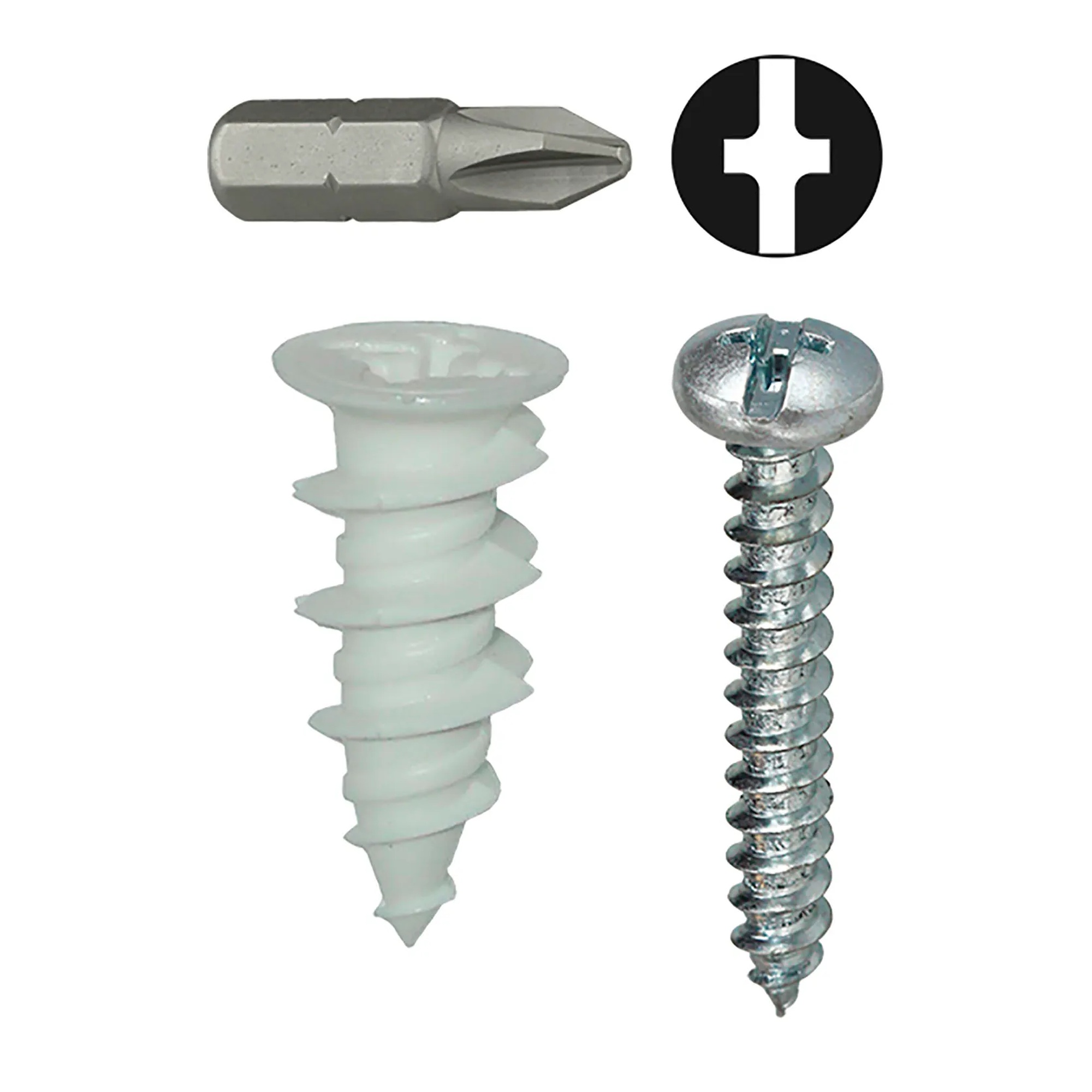 #6 Nylon Drywall Anchor Kit with Combo Pan Head Screws, 50 Pieces