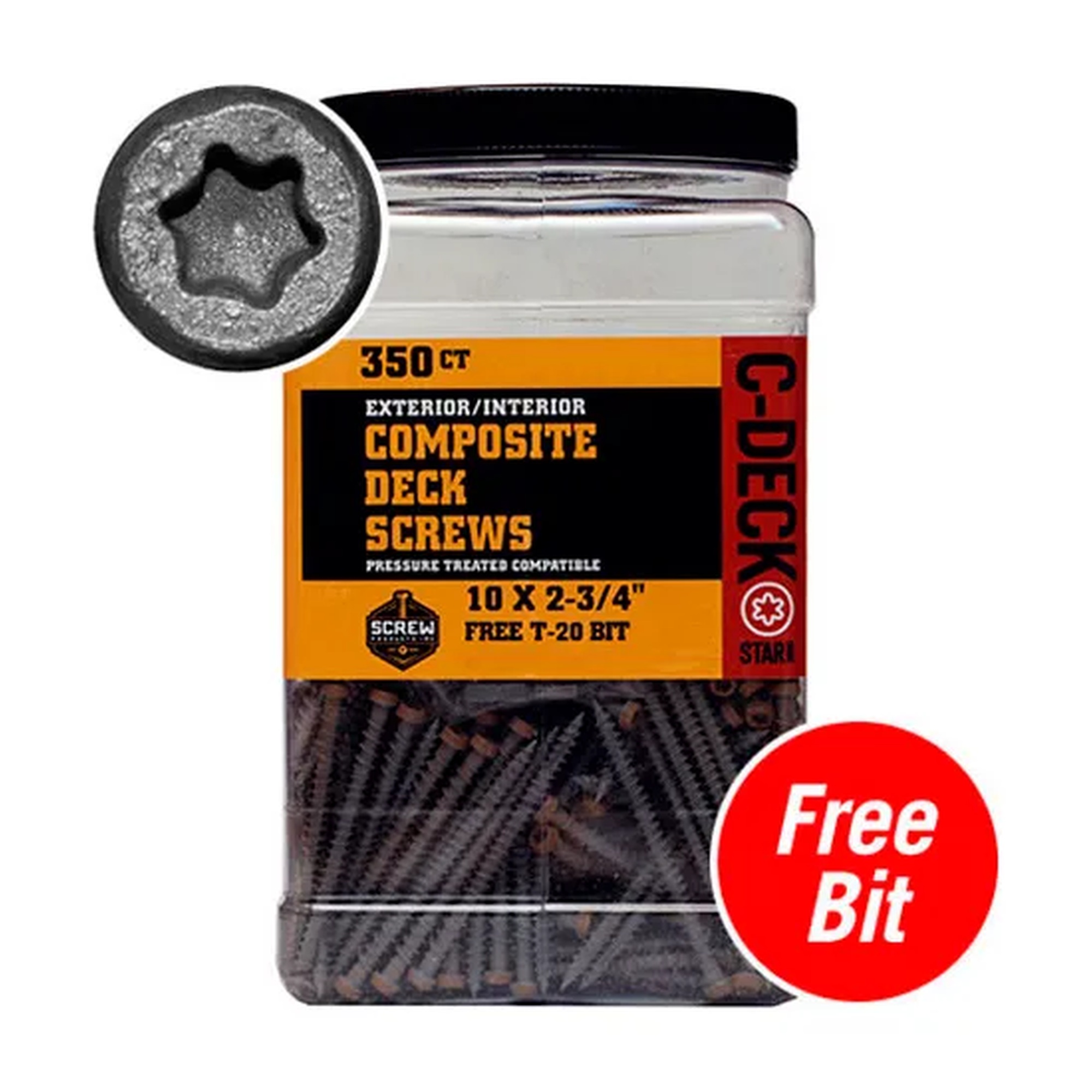 #10 x 2-3/4 in. Composite Deck Screws, Gray, 75-Pack