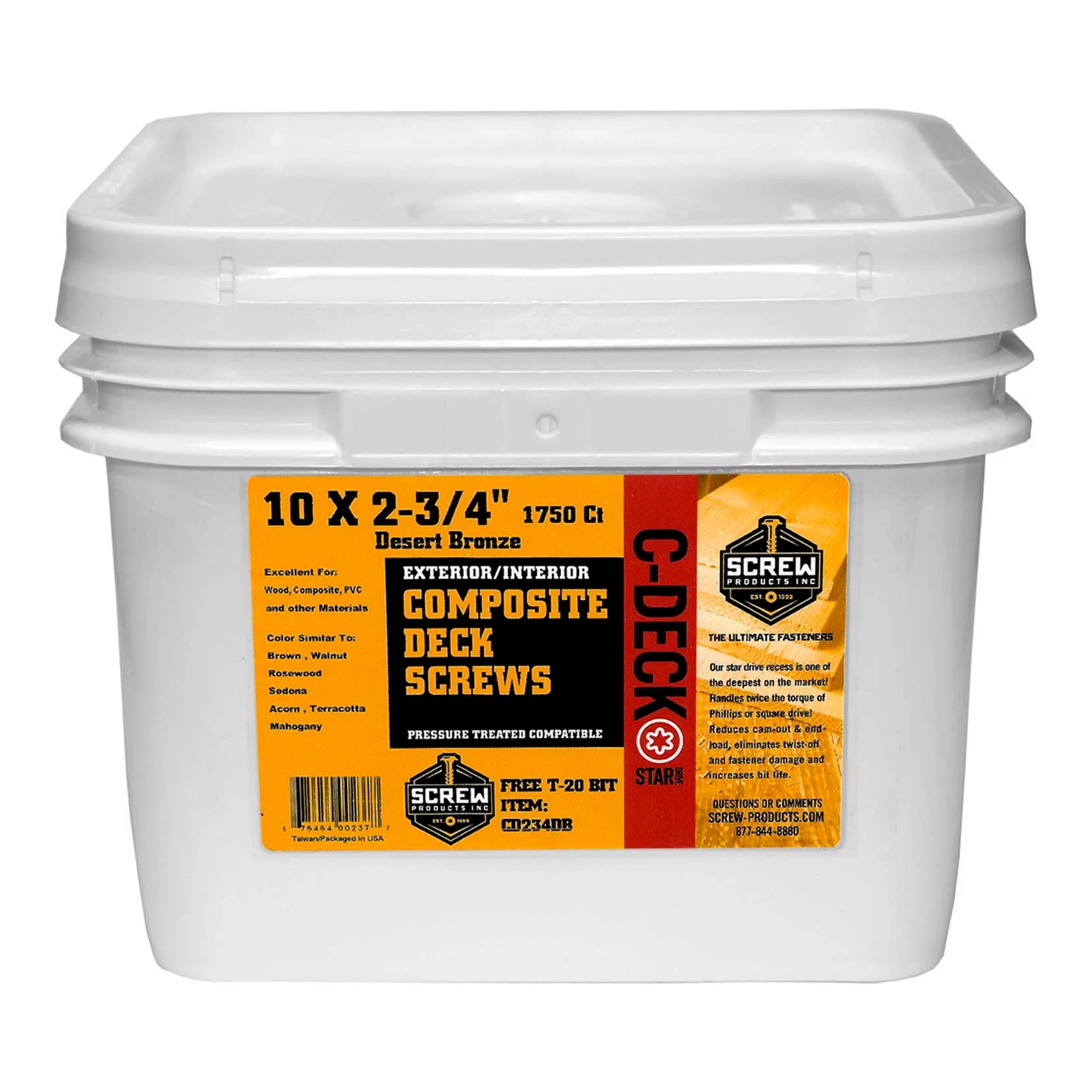 #10 Gray Coated Composite Deck Screws, 2-3/4 in., 1,750 per Carton