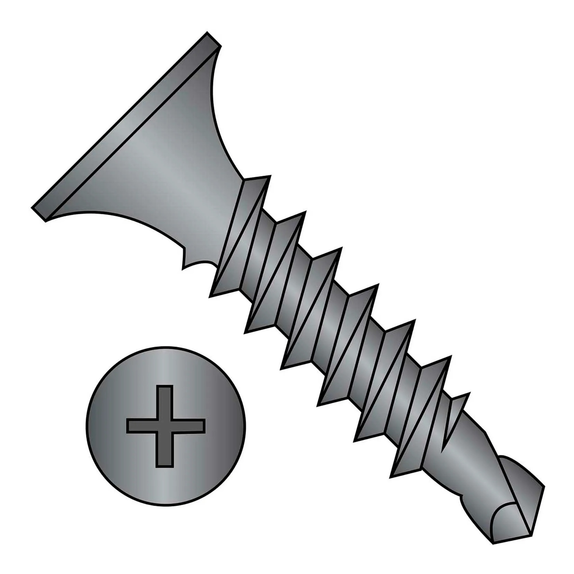 #8 x 1-1/2 in. Phillips Bugle Head Self-Drilling Drywall Screws, Black Phosphate, 2,000-Pack