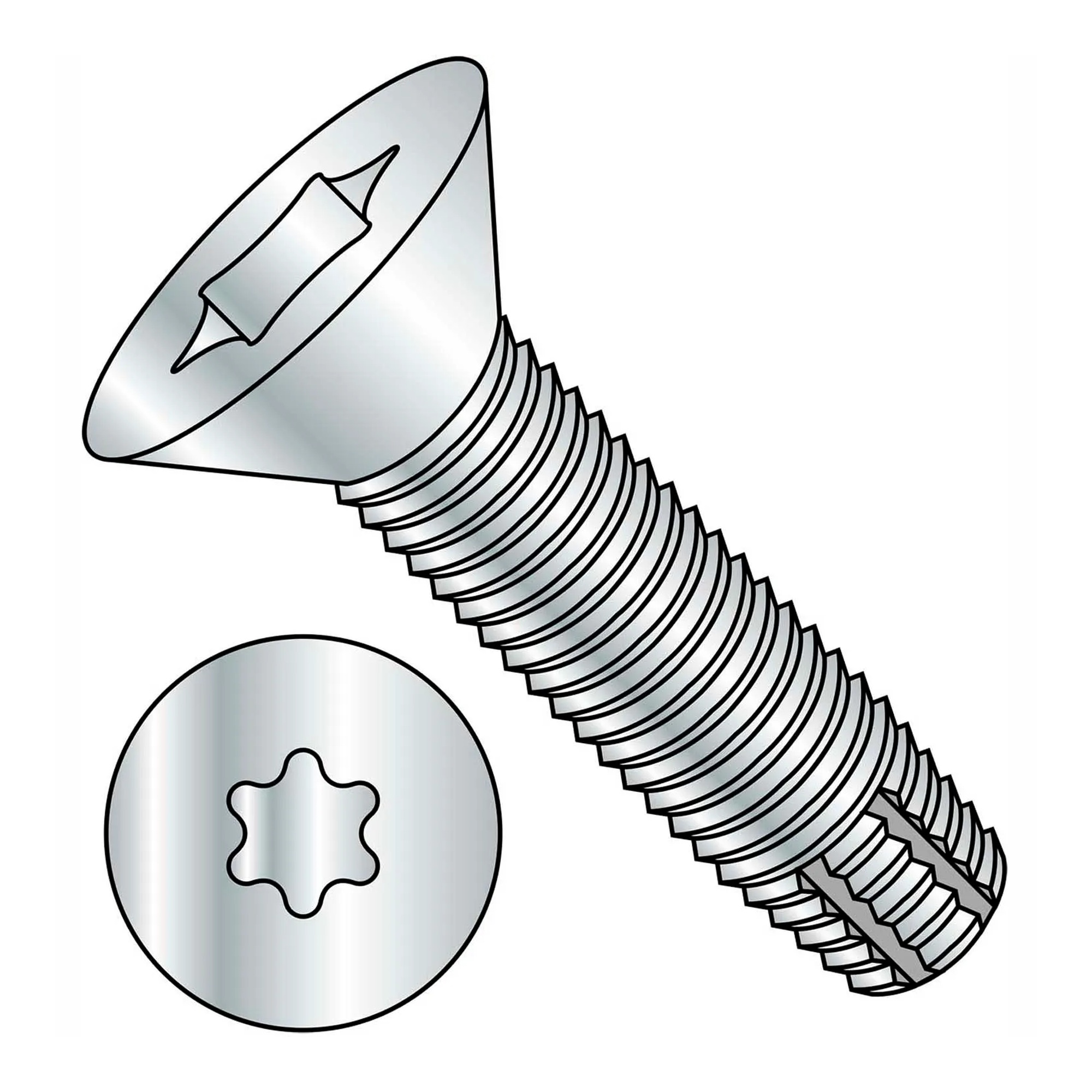 1/4-20 x 1-1/4 in. Type F Six-Lobe Flat Thread-Cutting Screws, 2,500 Pack